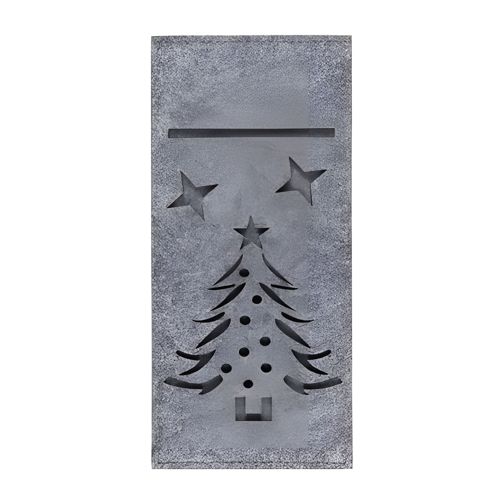 Besteckhalter 'Tannenbaum und Sterne' aus Filz, grau