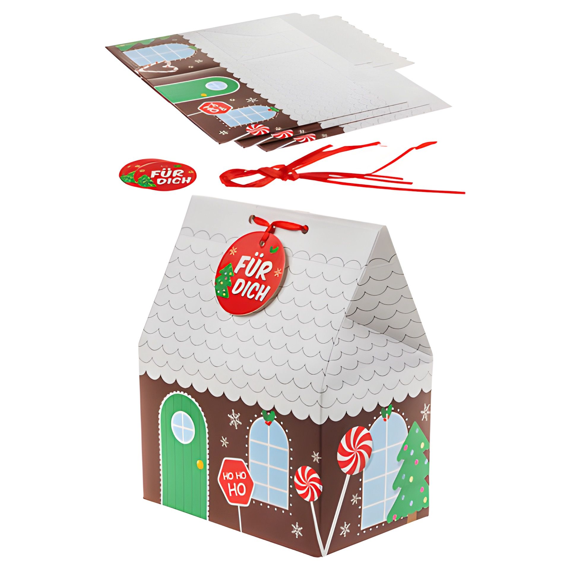 Schachtel-Set 'Weihnachtshaus' 11,5 x 7,5 x 15 cm, 12-teilig