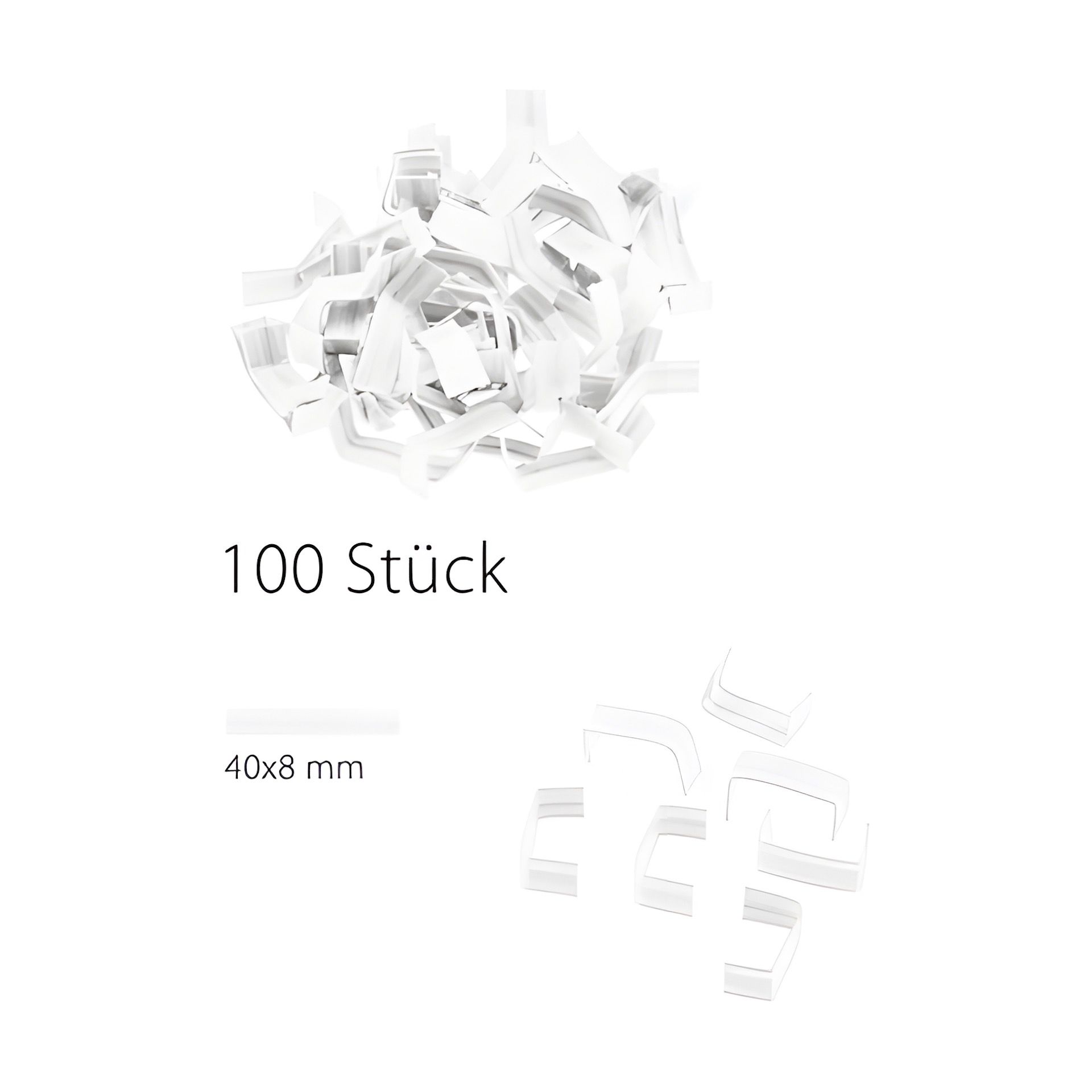 U-Clips 40 x 8 mm weiß, 100 Stück