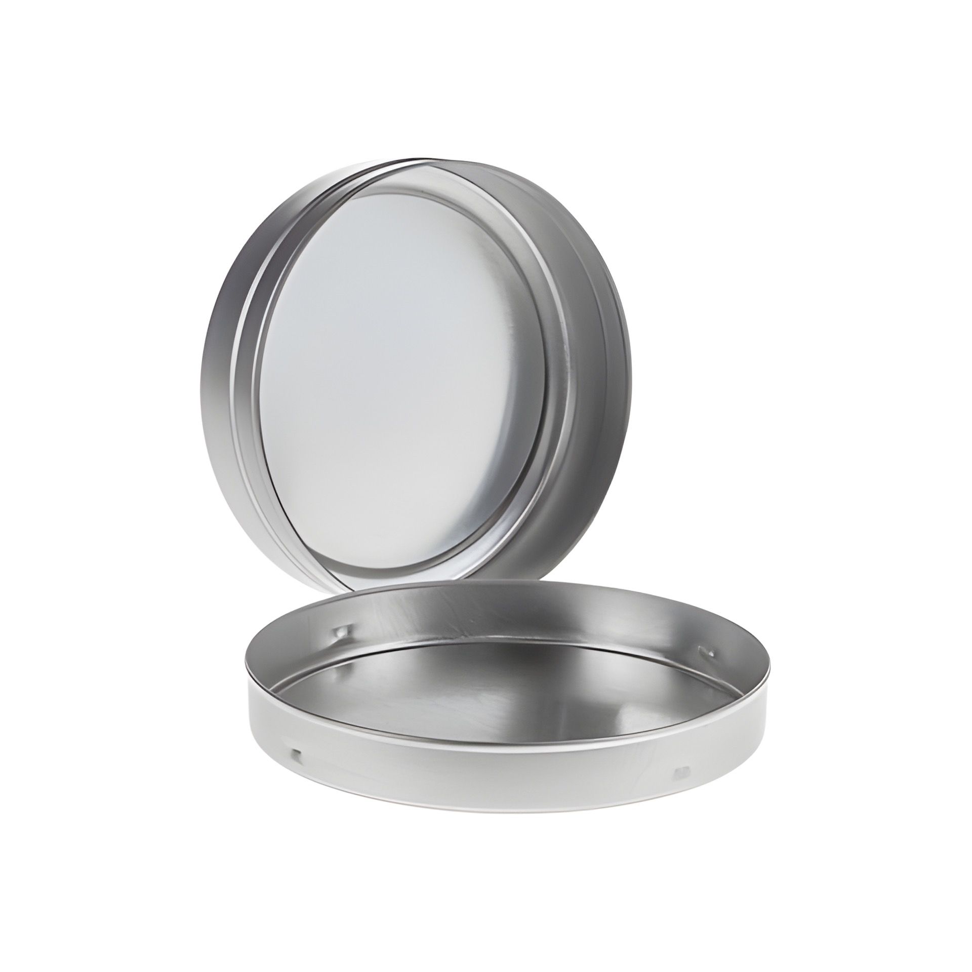 Metalldose silber, 7,6 x 2 cm mit Deckel, Karton 210 Stück