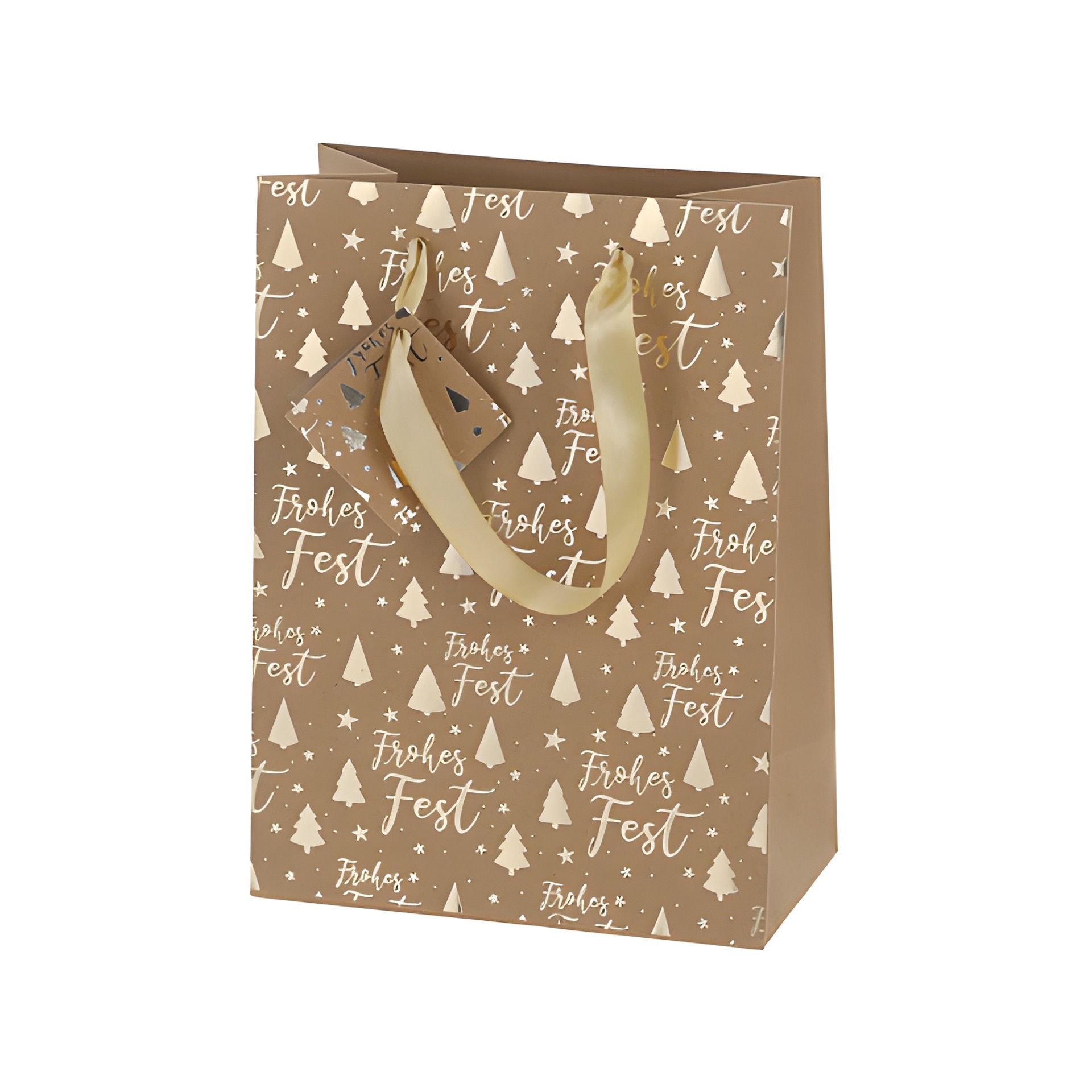 Geschenktüte 'Frohes Fest' gold, mittel