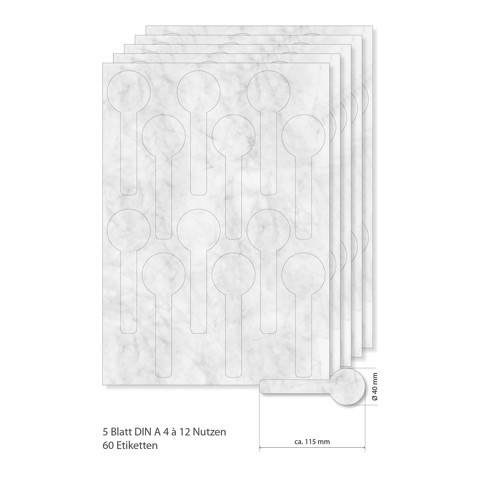 Siegeletiketten grau marmoriert -  5 Blatt A4
