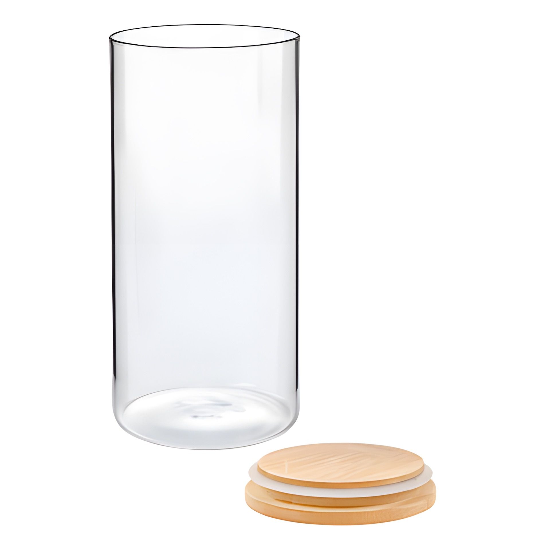 Vorratsglas 1200 ml mit Bambusdeckel (Karton, 12 Stück)