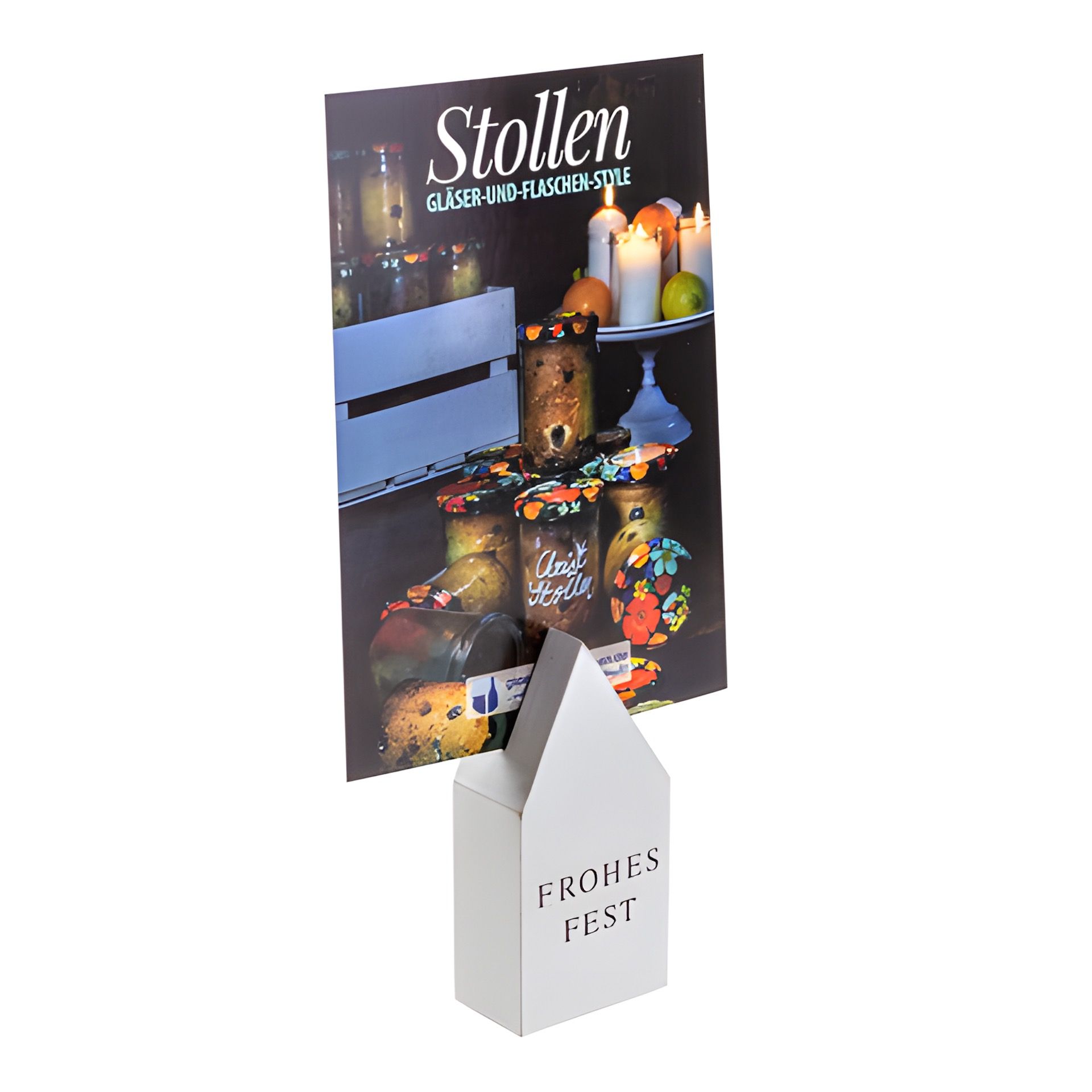Kartenhalter 'Frohes Fest', 4 x 2,5 x 9 cm