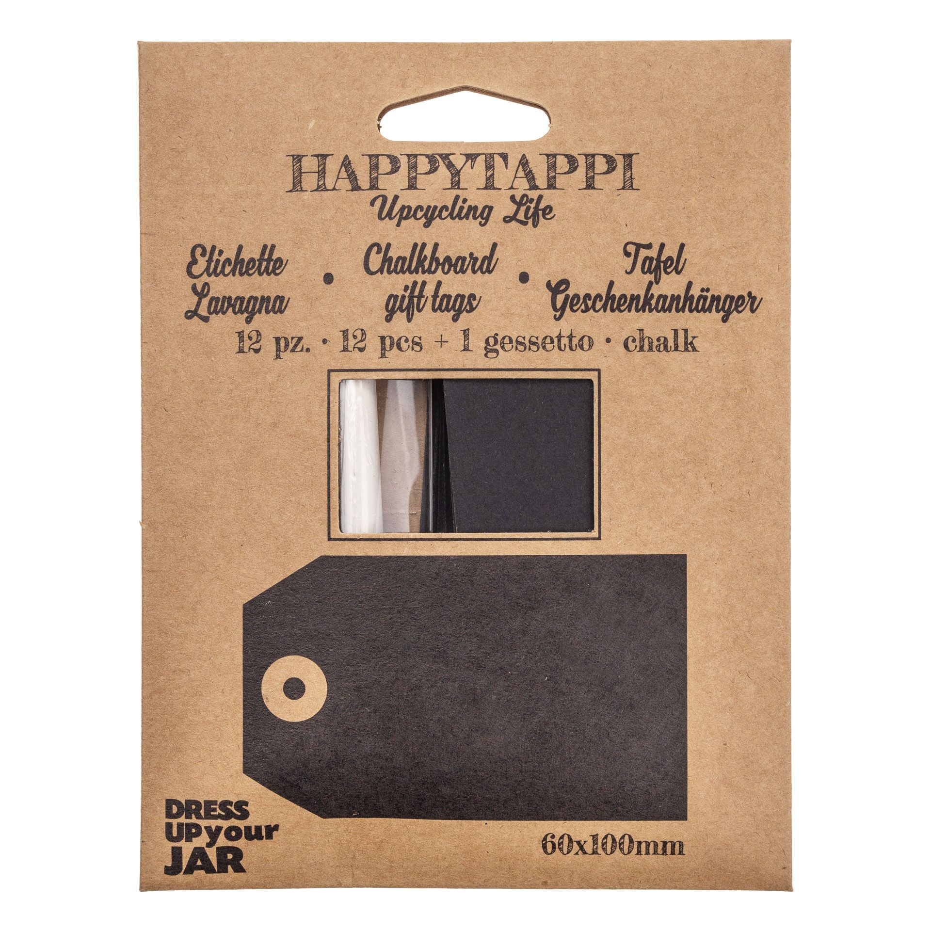 HappyTappi Kreidetafel-Anhängeetikett 6 x 10 cm, 12 Stück