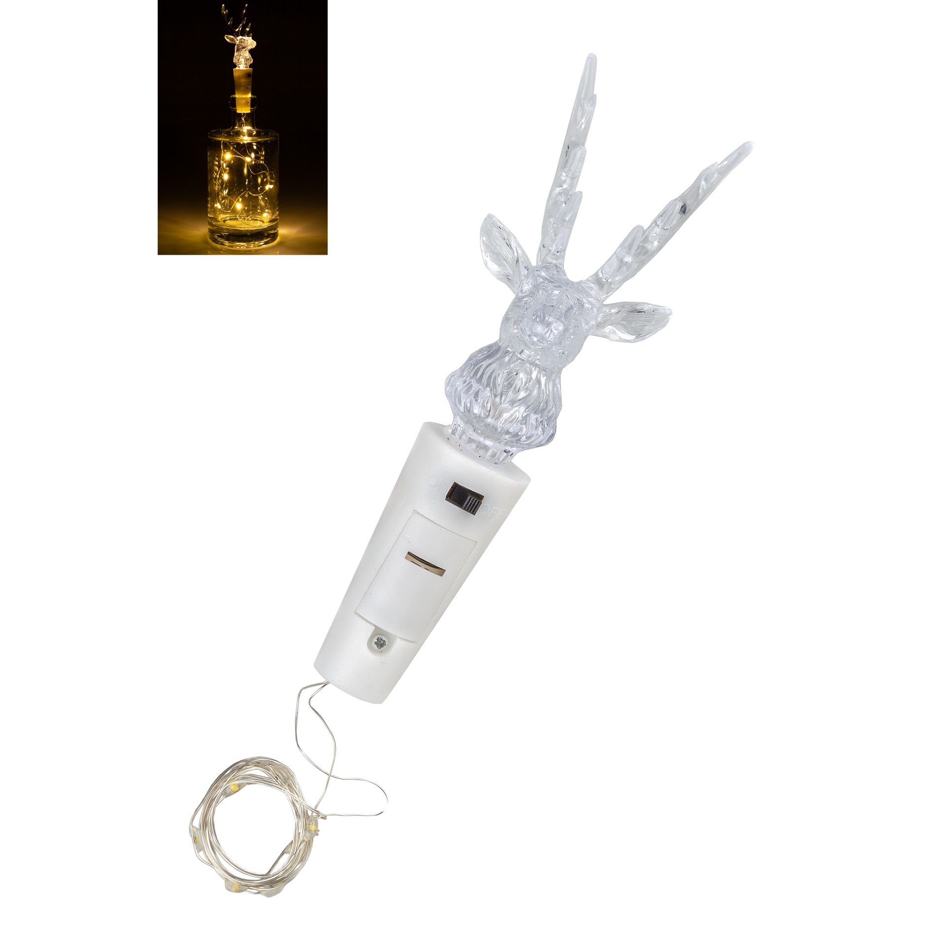 Flaschenlicht 'Hirsch', 8 LEDs