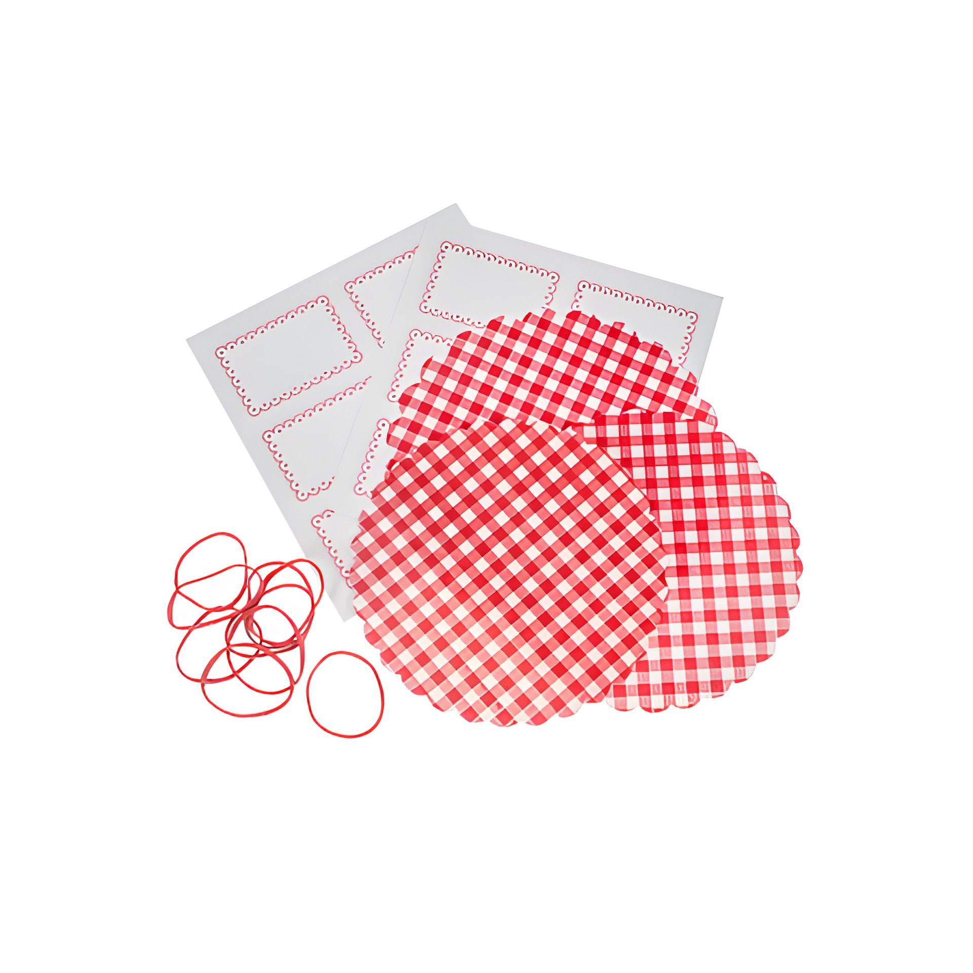 Deckchen-Set Ø 135 mm, rot kariert, 32-teilig