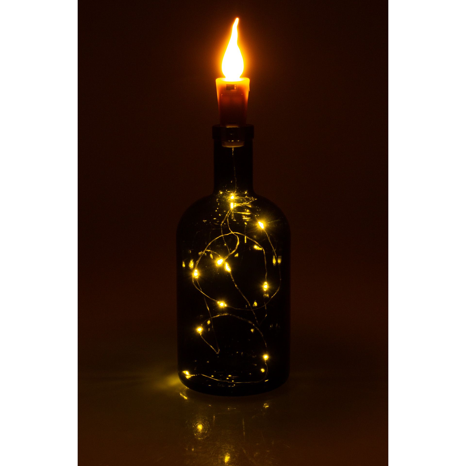 Flaschenlicht 'Flamme' mit 10 LEDs, warmweiß, 2 Stück