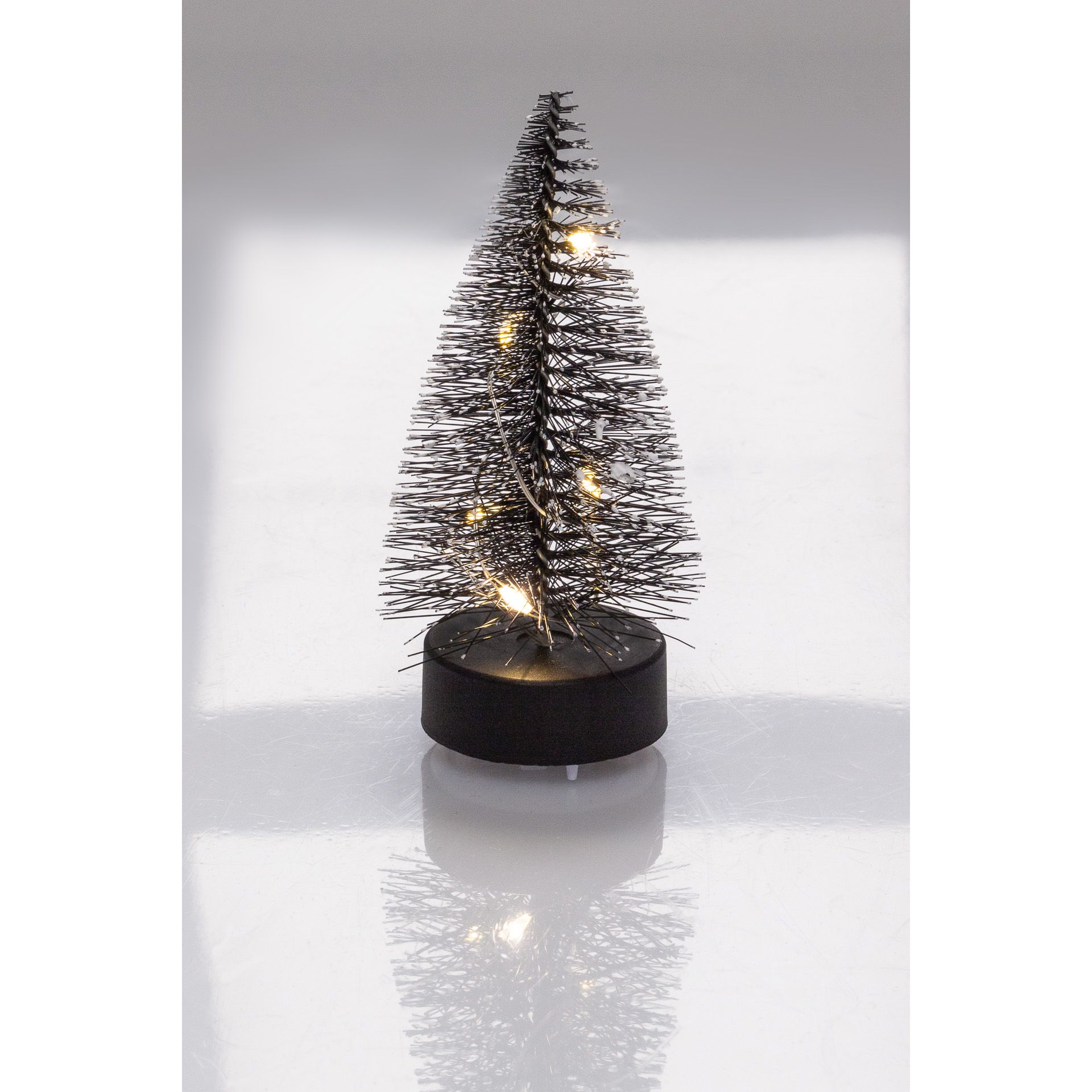 Deko-Tannenbaum mit 5 LEDs, 10 cm, schwarz