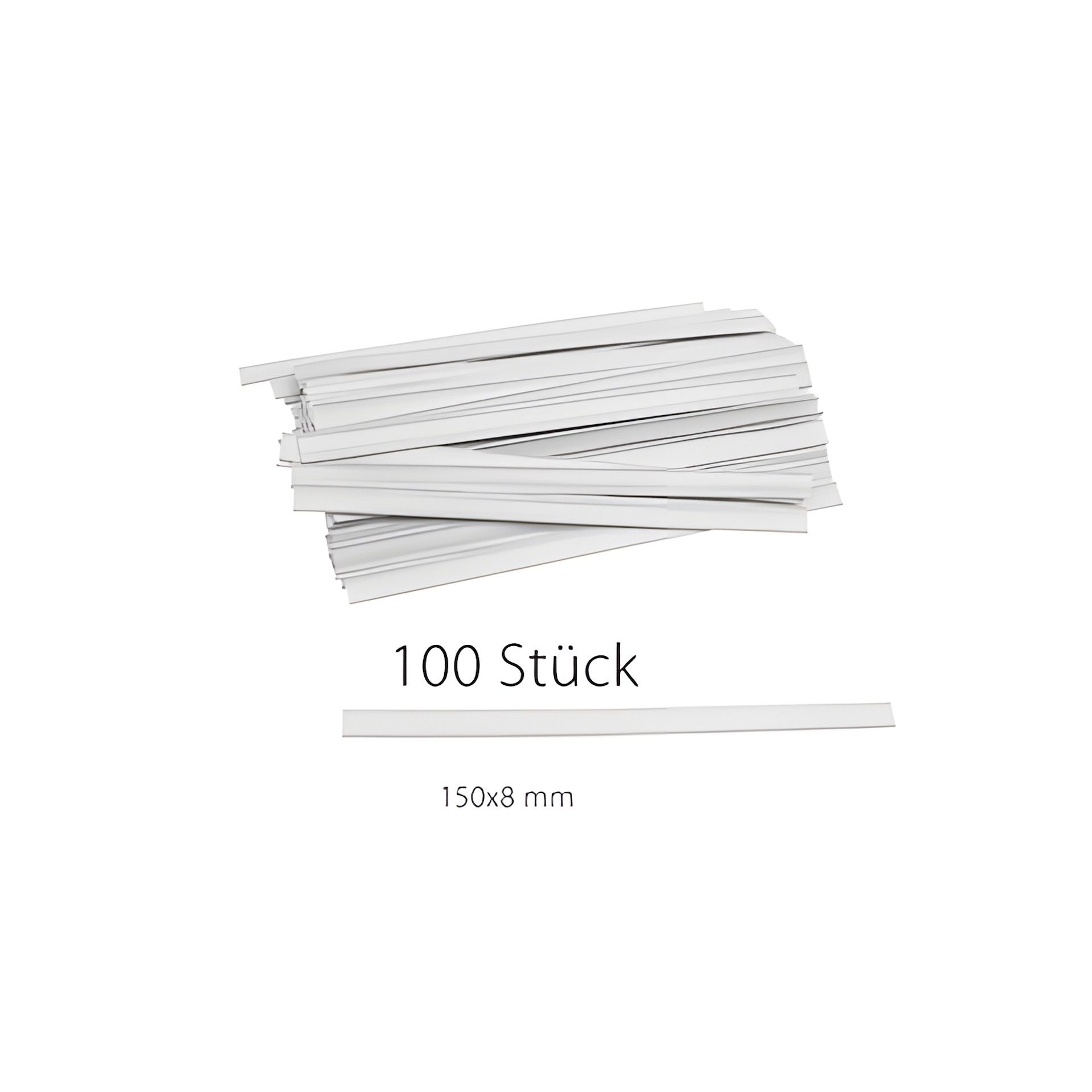 Clipbandverschlüsse 150 x 8 mm weiß, 100 Stück