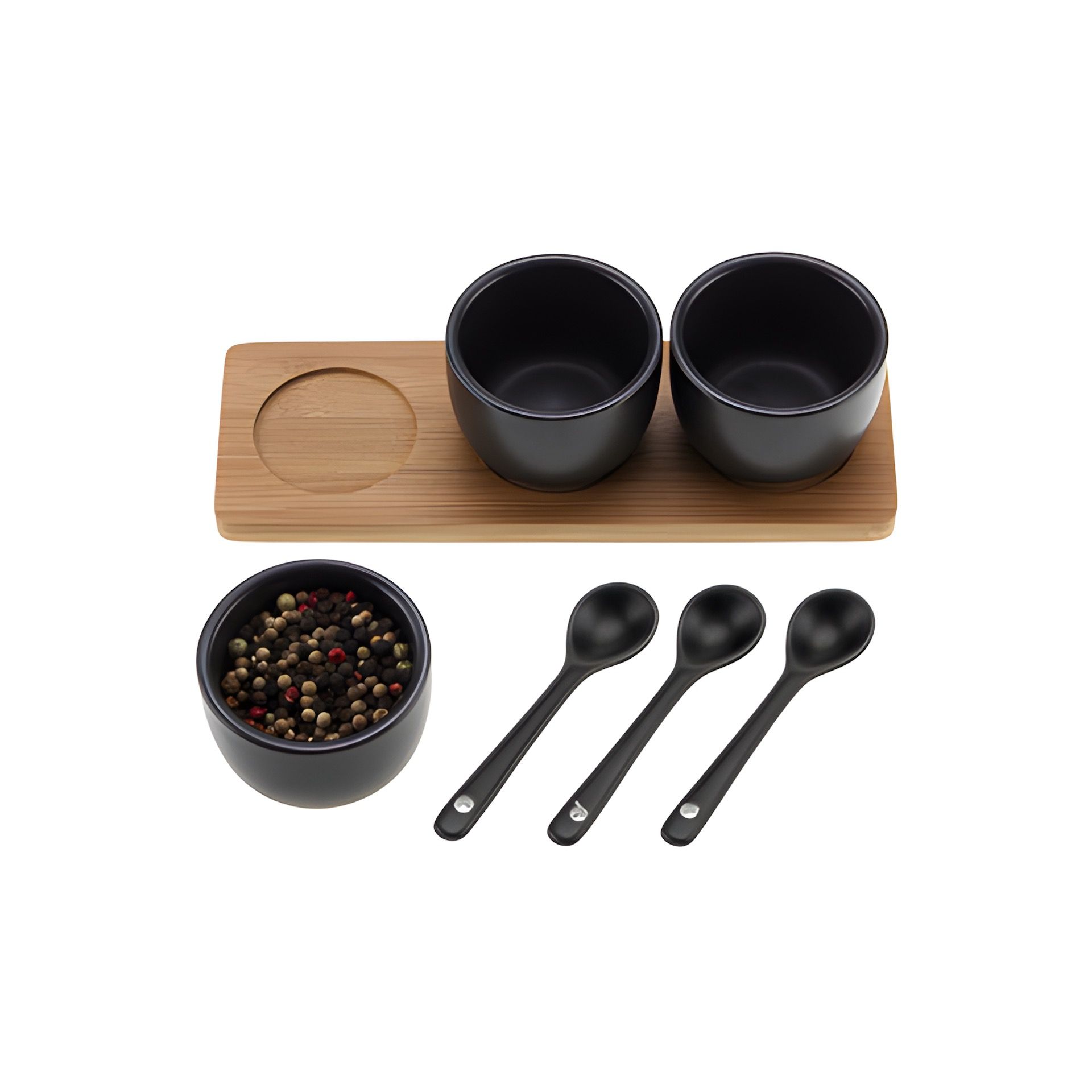 Schälchenset Keramik schwarz, 7-teilig (Karton, 12 Stück)