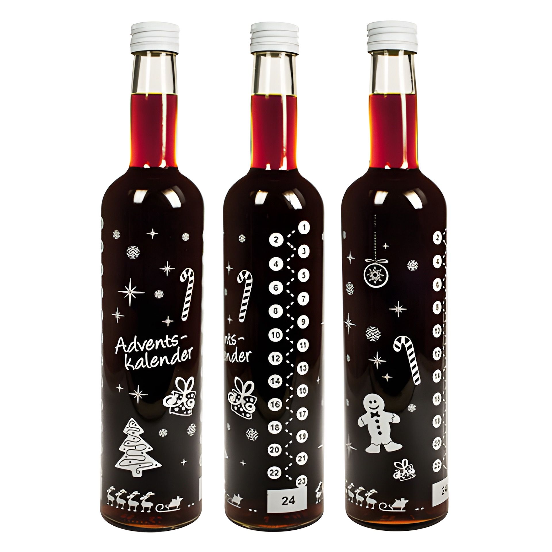 Adventskalender-Flasche 500 ml weiß (Karton, 70 Stück)