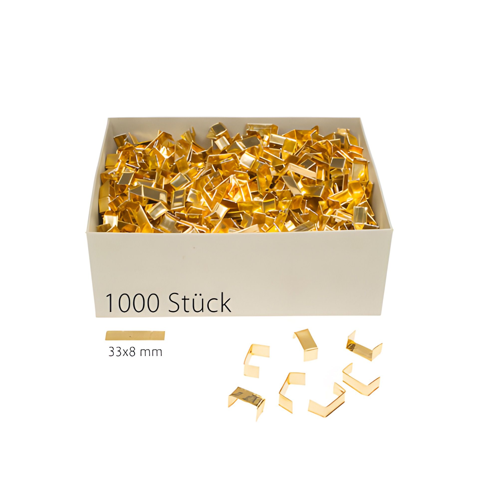 U-Clips 33 x 8 mm gold, 1000 Stück