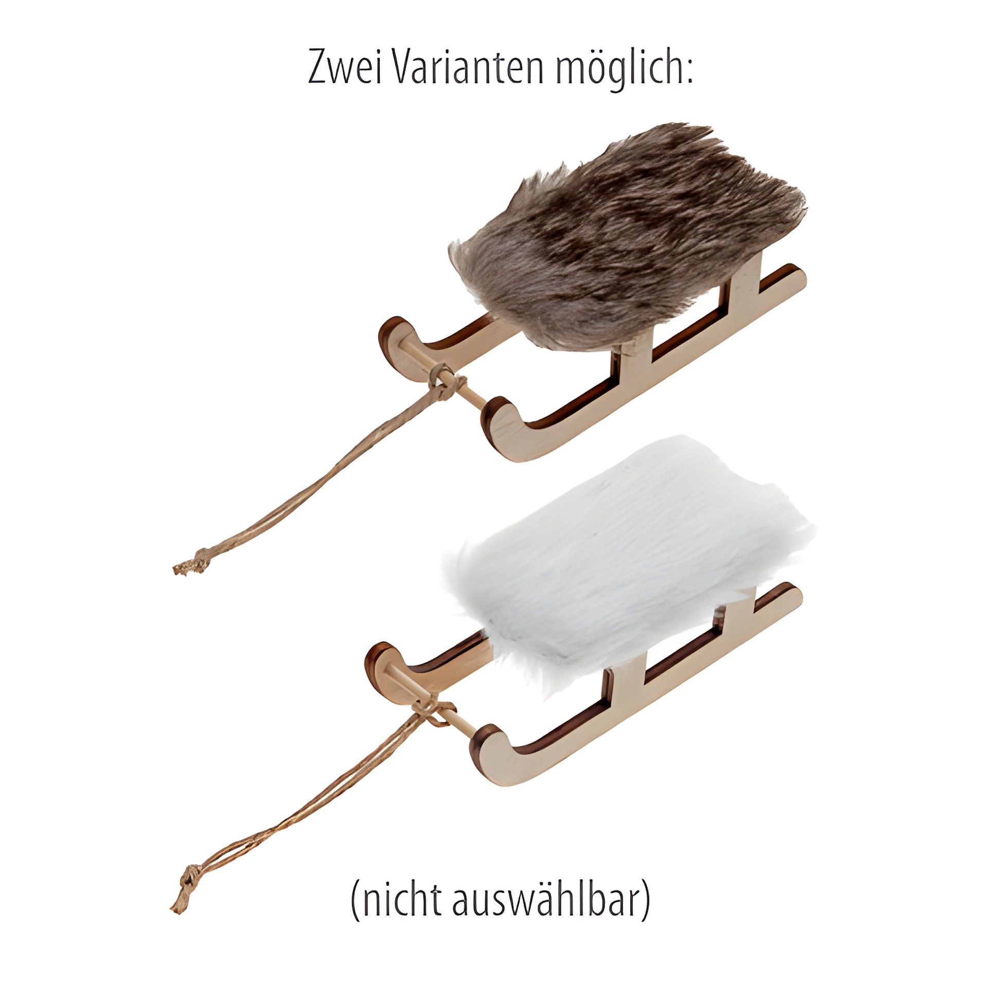 Deko-Schlitten mit Fell, 20 x 8 x 6 cm