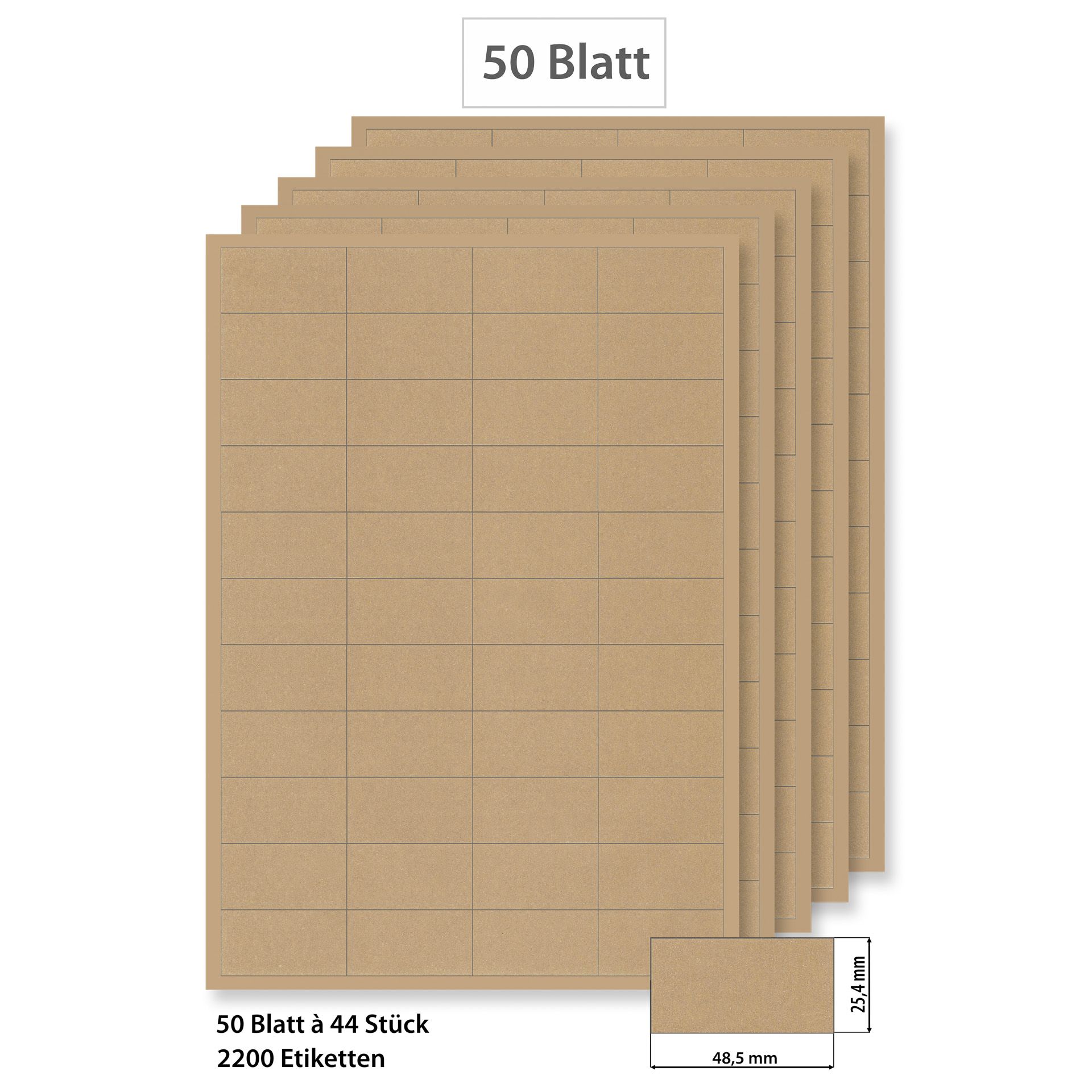 Steffis Etiketten 48,5 x 25,4 mm natur - 50 Blatt A4