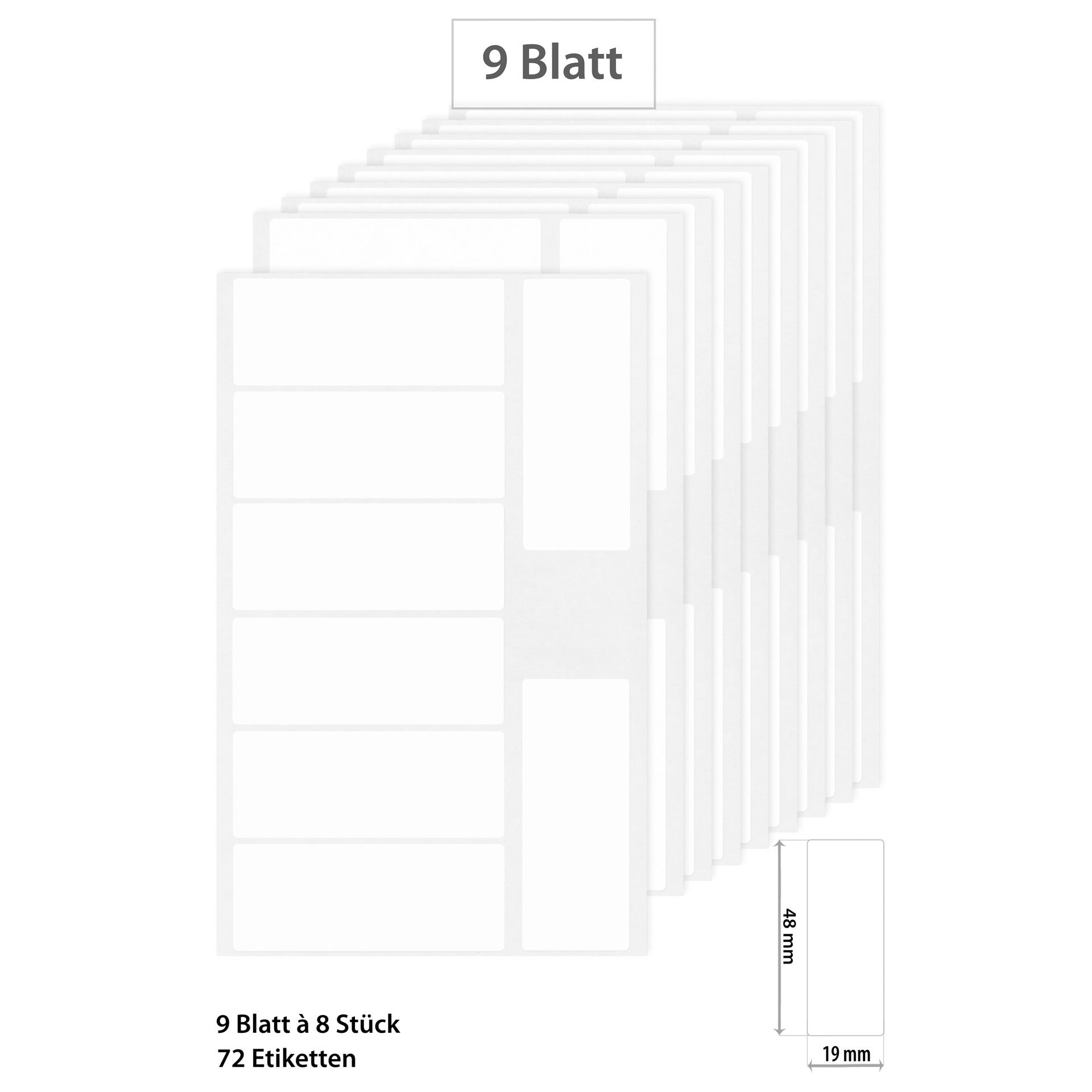 Etiketten 48 x 19 mm, weiß, 72 Stück