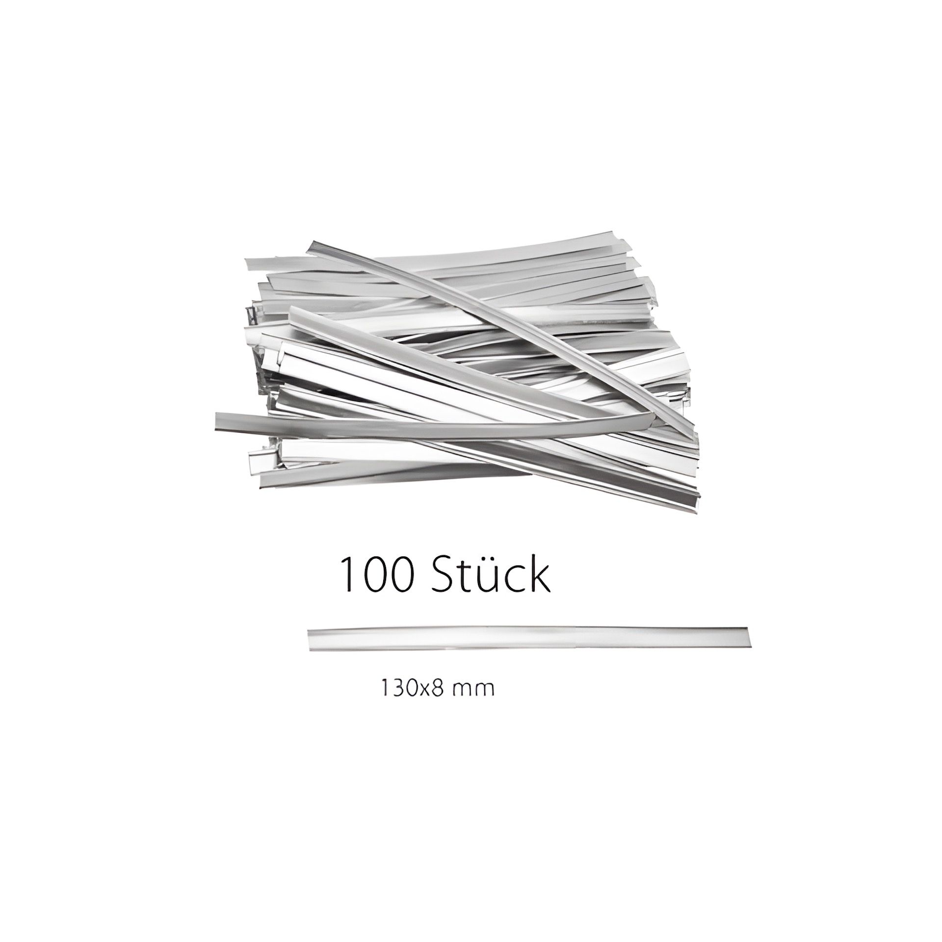 Clipbandverschlüsse 130 x 8 mm silber, 100 Stück