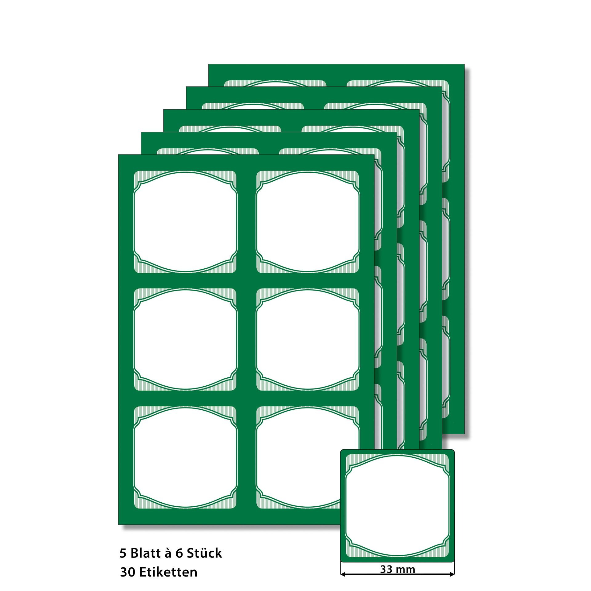 Cubi Etikettenbogen grün, 5 Blatt