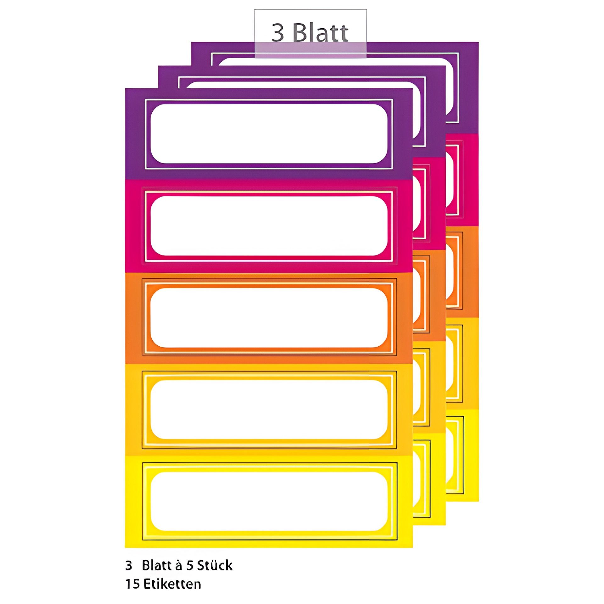 Etiketten 'Rahmen in 5 warmen Farben', 15 Stück