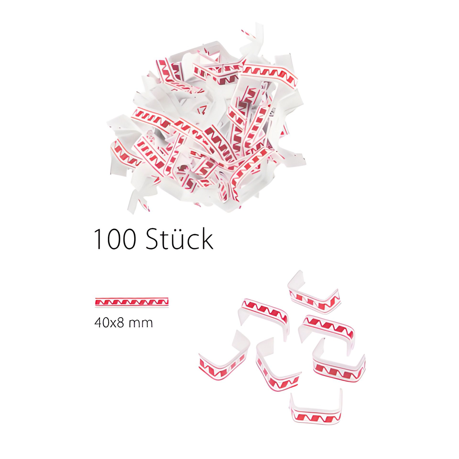 U-Clips 40 x 8 mm rot-weiß, 100 Stück