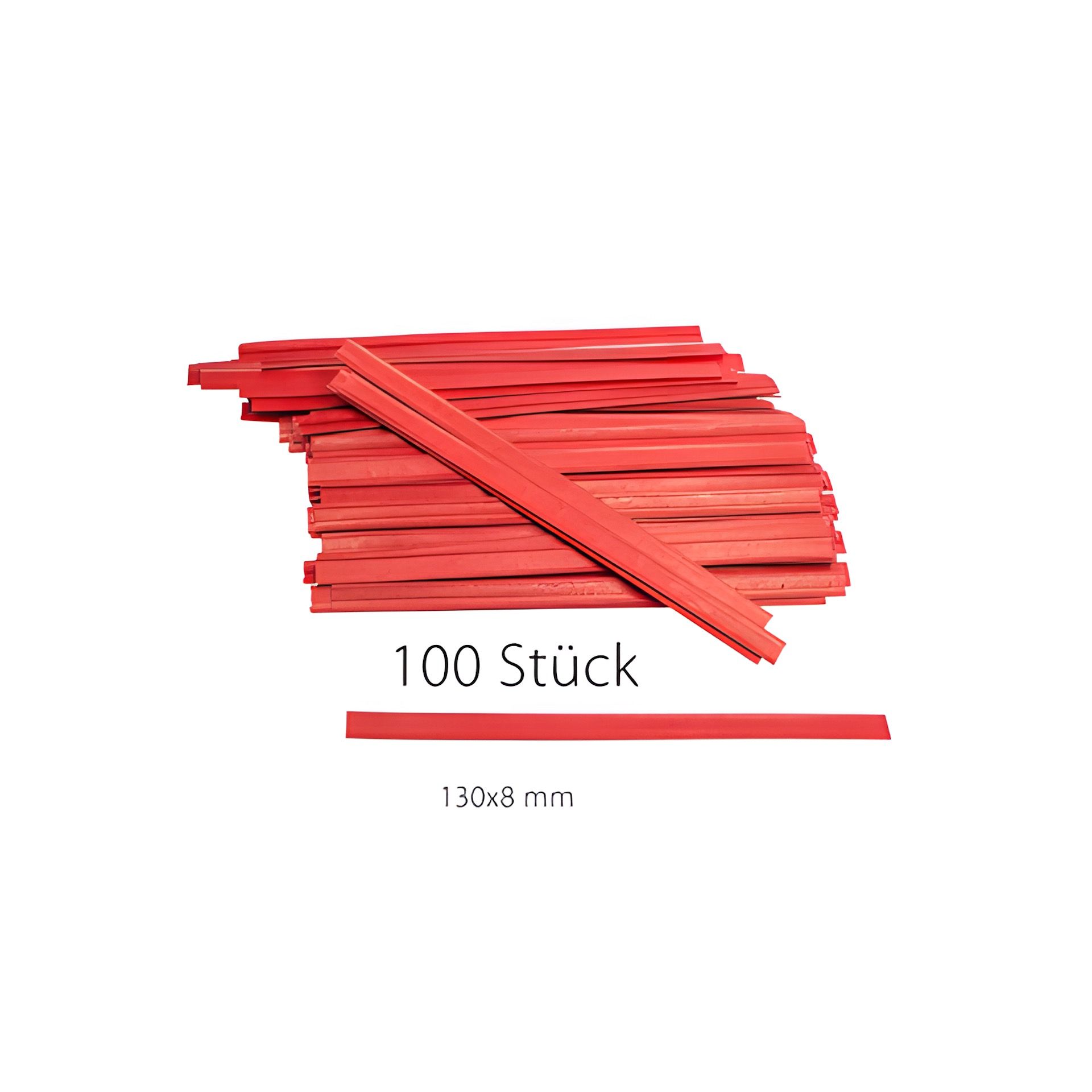 Clipbandverschlüsse 130 x 8 mm rot, 100 Stück