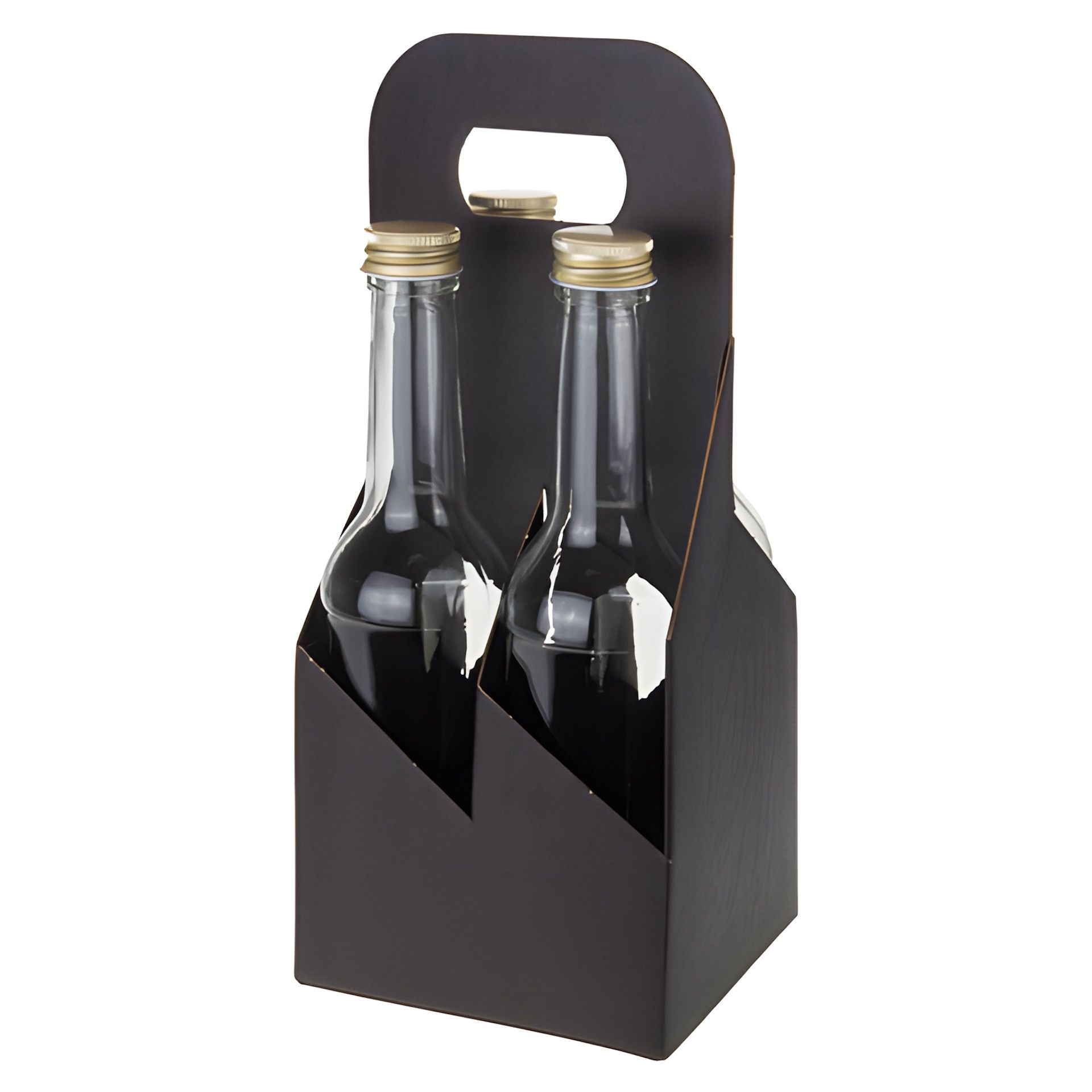 Flaschenkarton 4er 130 x 130 x 290 mm schwarz (Karton, 30 Stück)