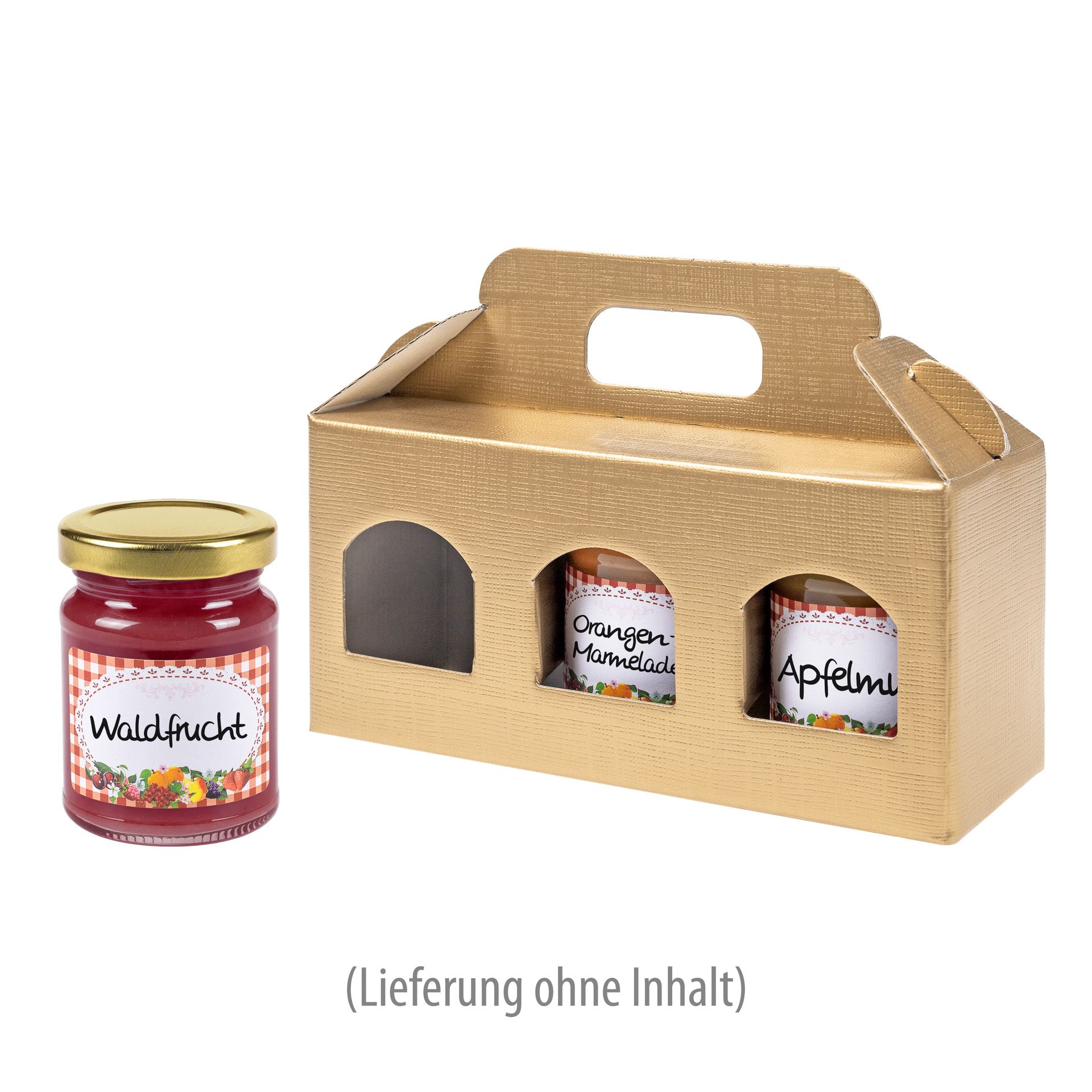 Gläserkarton 3er 190 x 60 x  90 mm gold (Karton, 100 Stück)