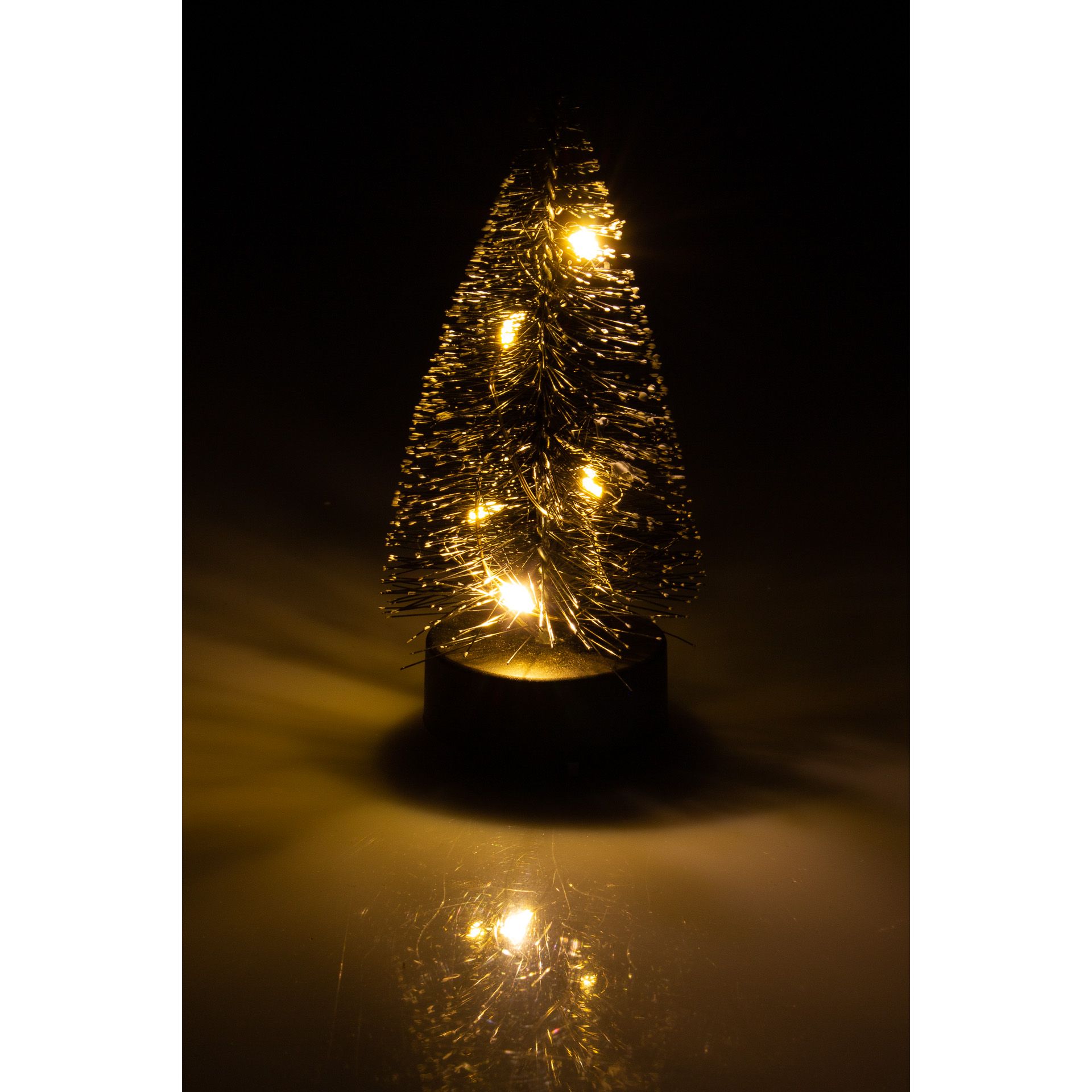 Deko-Tannenbaum mit 5 LEDs, 10 cm, schwarz