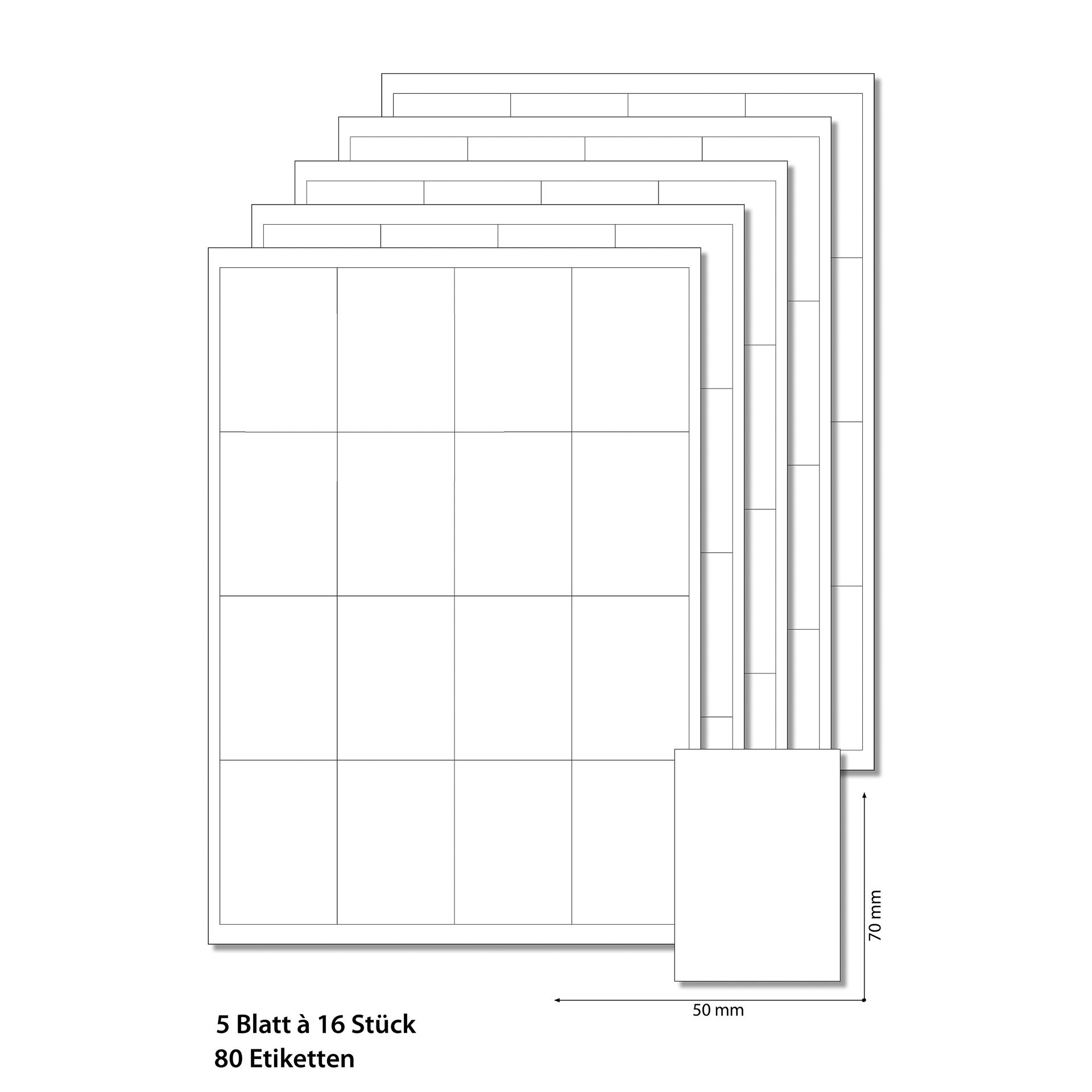 Etiketten 50 x 70 mm weiß -  5 Blatt A4