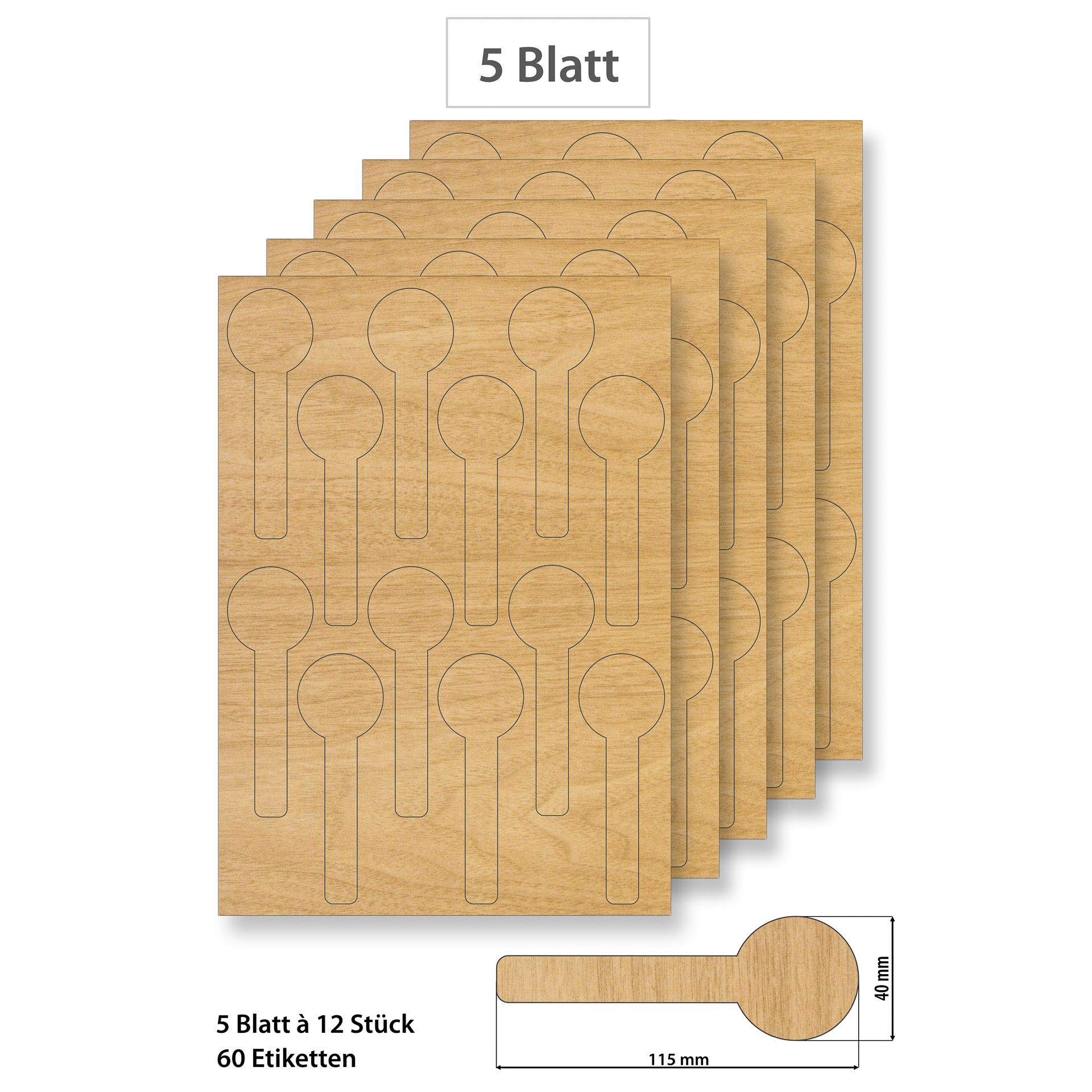Steffis Siegeletiketten Holzdekor - 5 Blatt A4