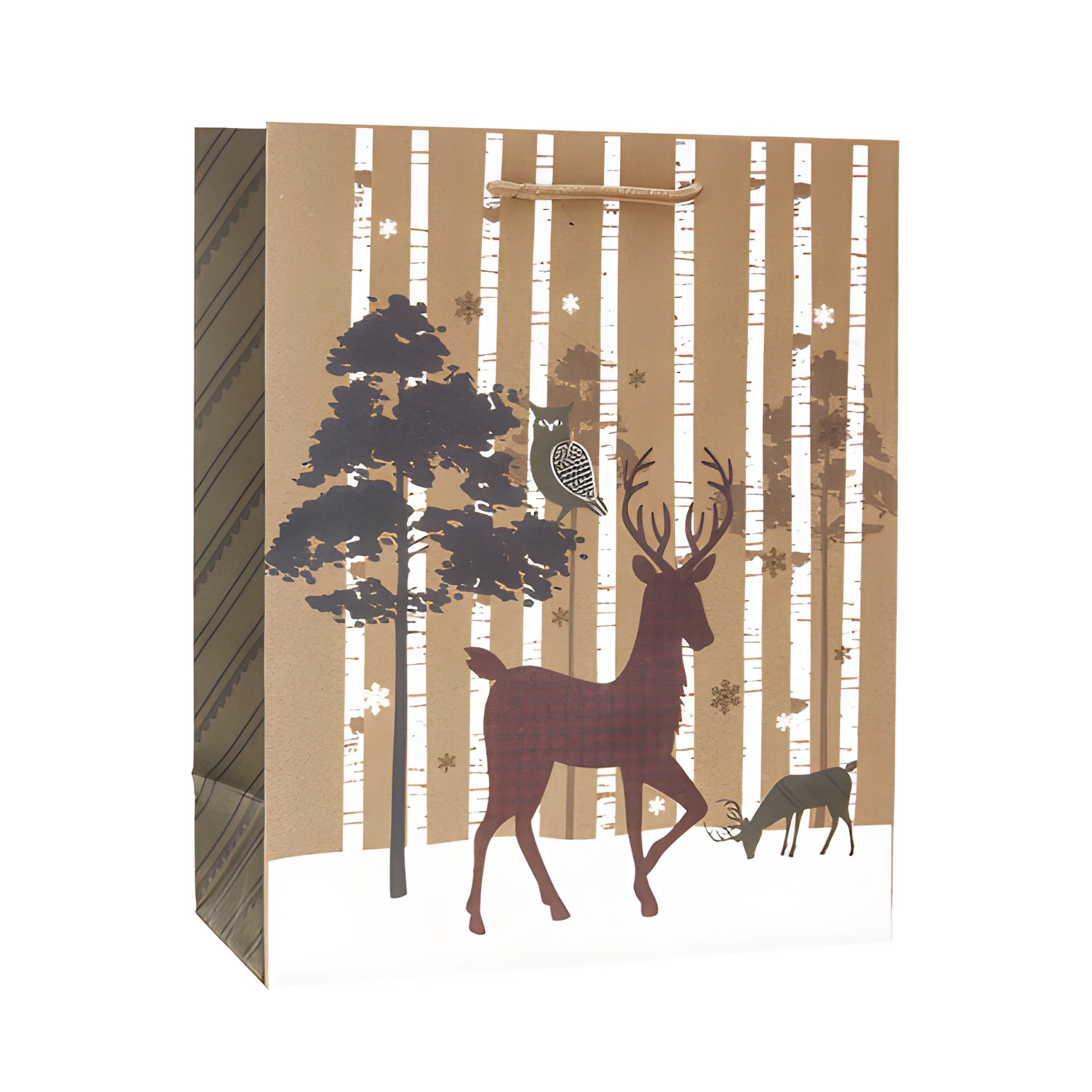 Geschenktüte 'Baum mit Eule und Hirsch', groß