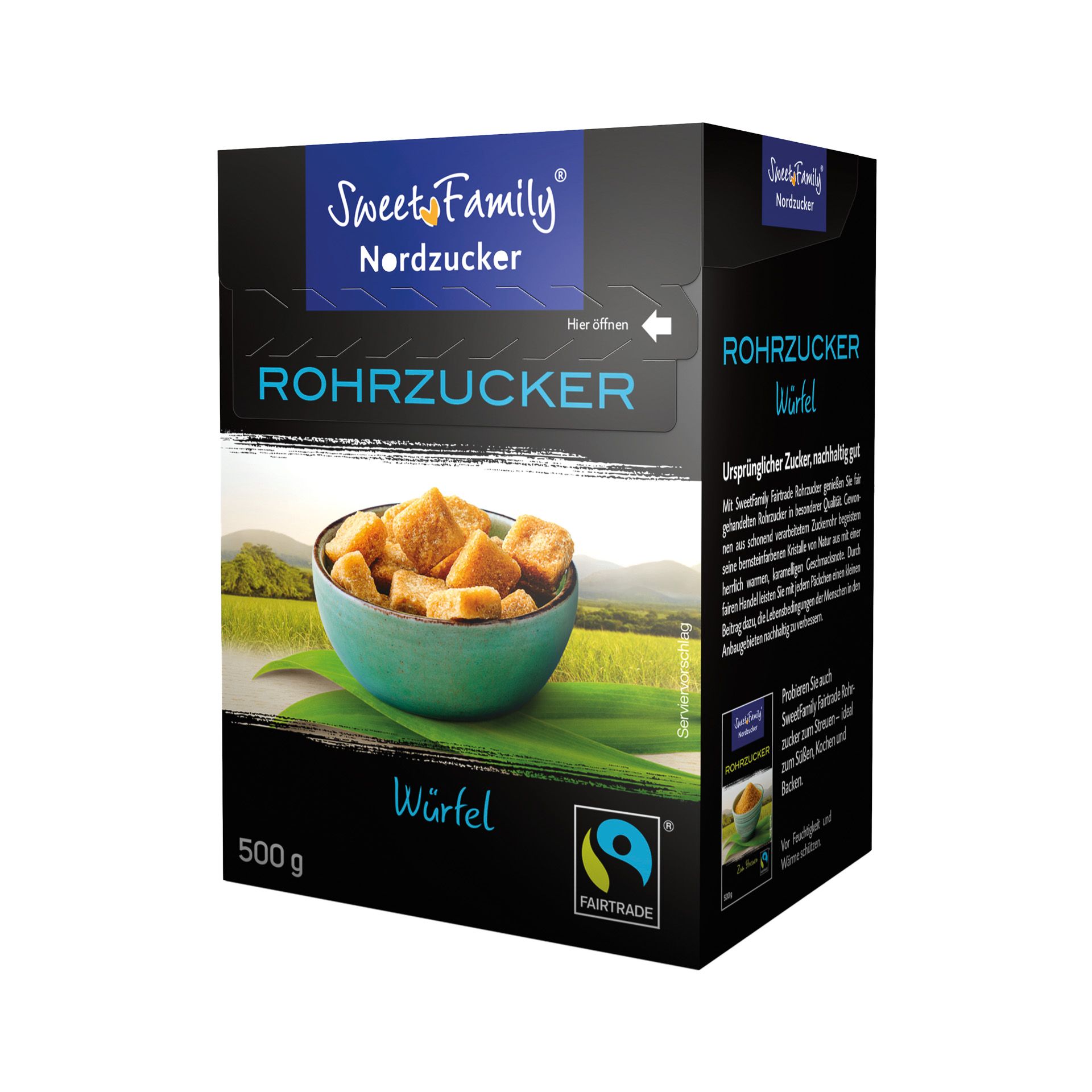 Würfel-Rohrzucker Fairtrade braun, 500 g