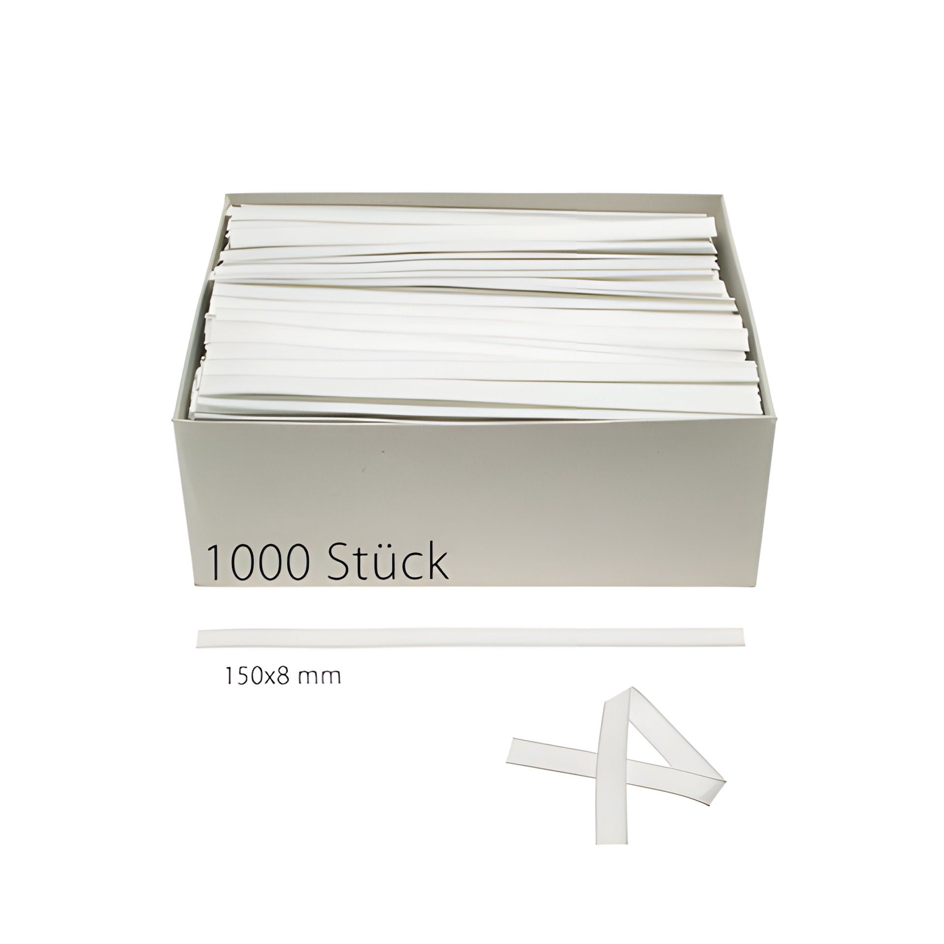 Clipbandverschlüsse 150 x 8 mm weiß, 1000 Stück
