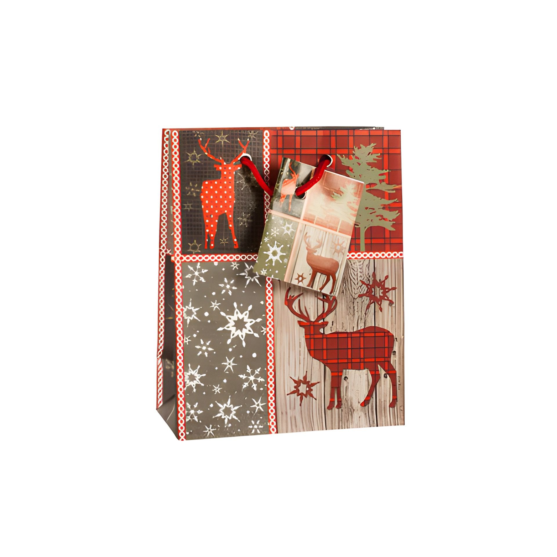 Geschenktasche 'Hirsch' rot/braun   klein