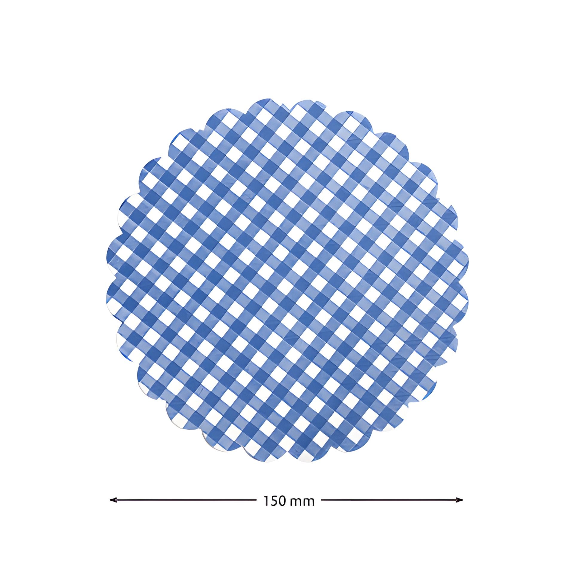 Vliesdeckchen Ø 150 mm blau kariert, 100 Stück
