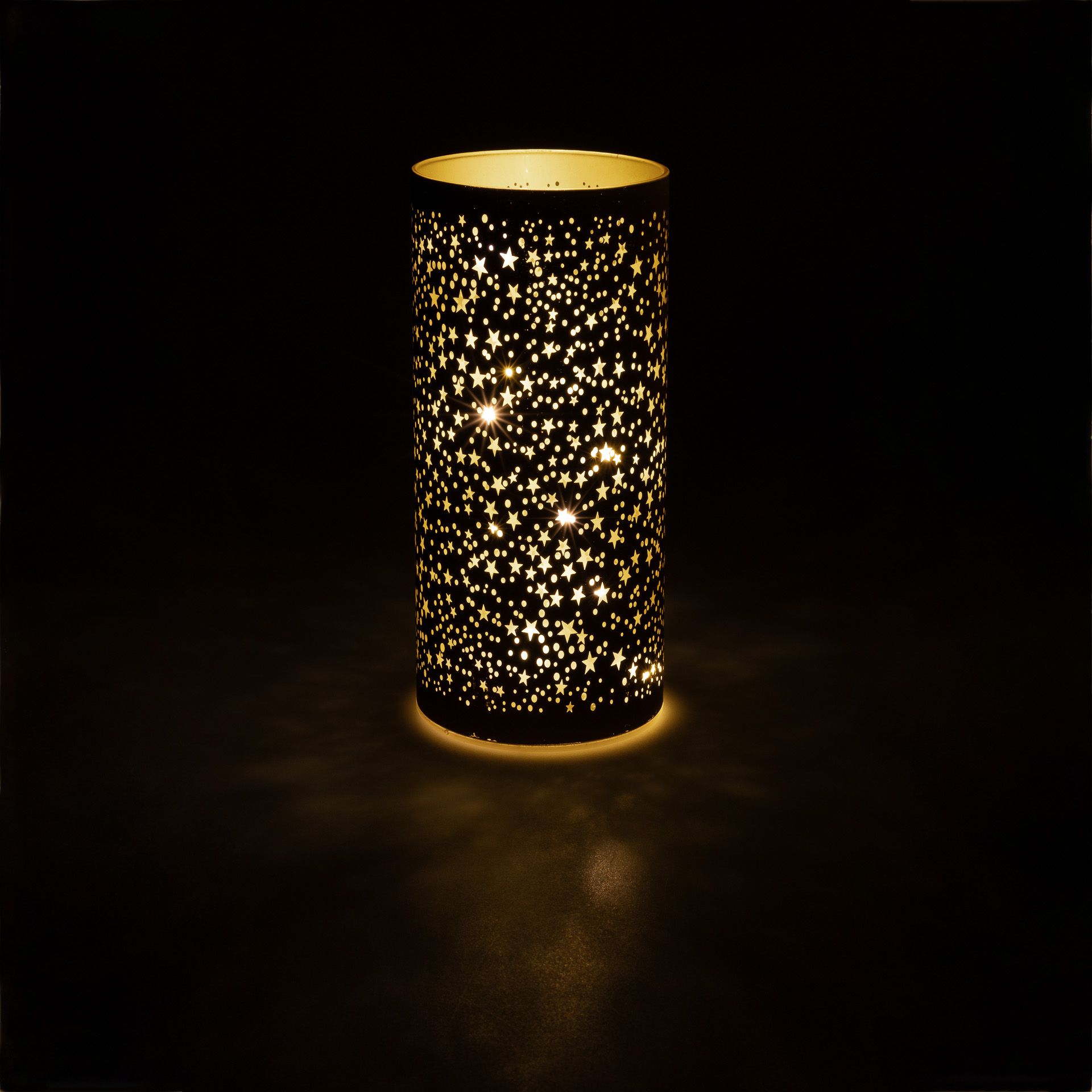 Deko-Glaslampe 'Sterne' 20 cm, gold, 10 LEDs mit Timer