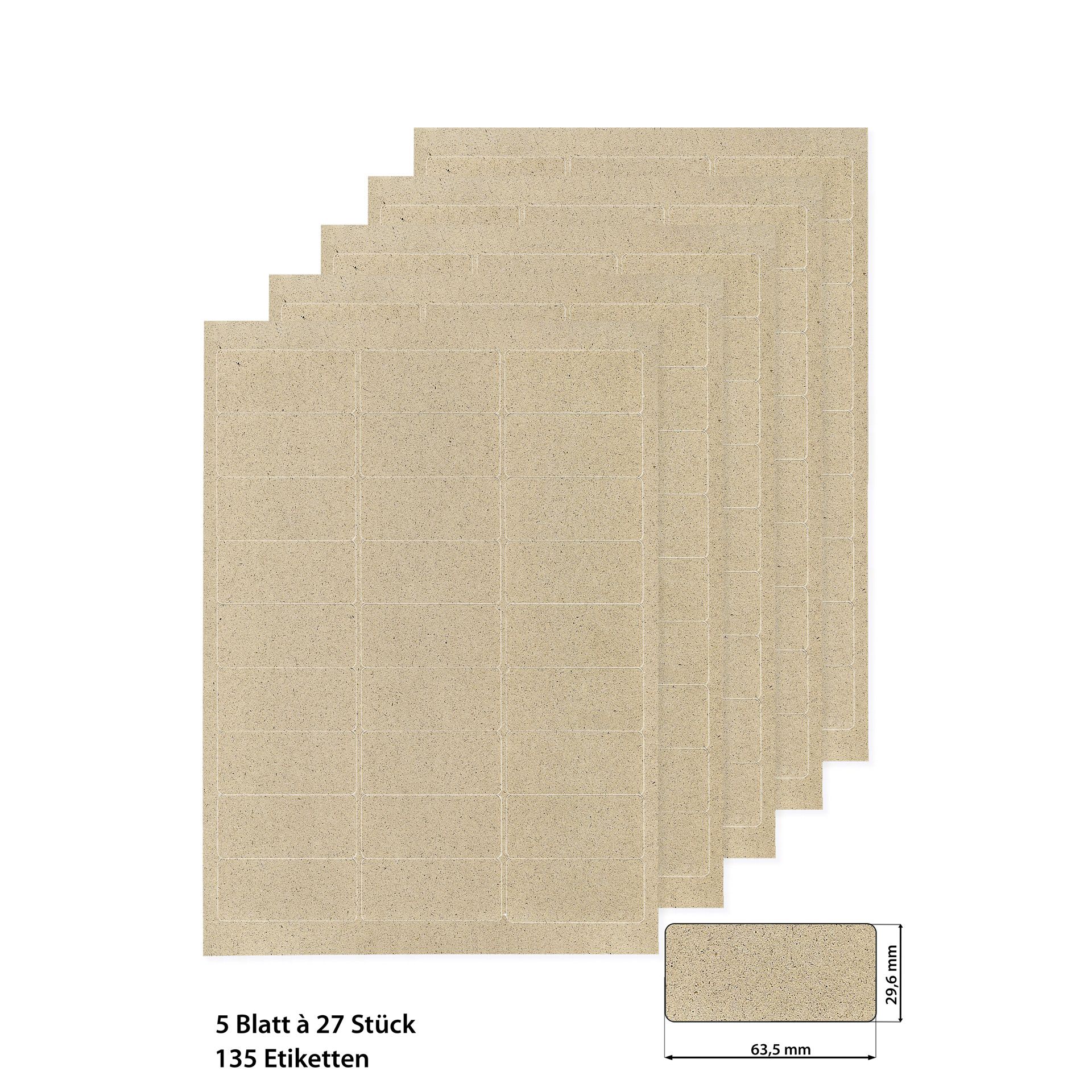 Grasetiketten 63,5 x 29,6 mm, 5 Blatt A4, 135 Stück