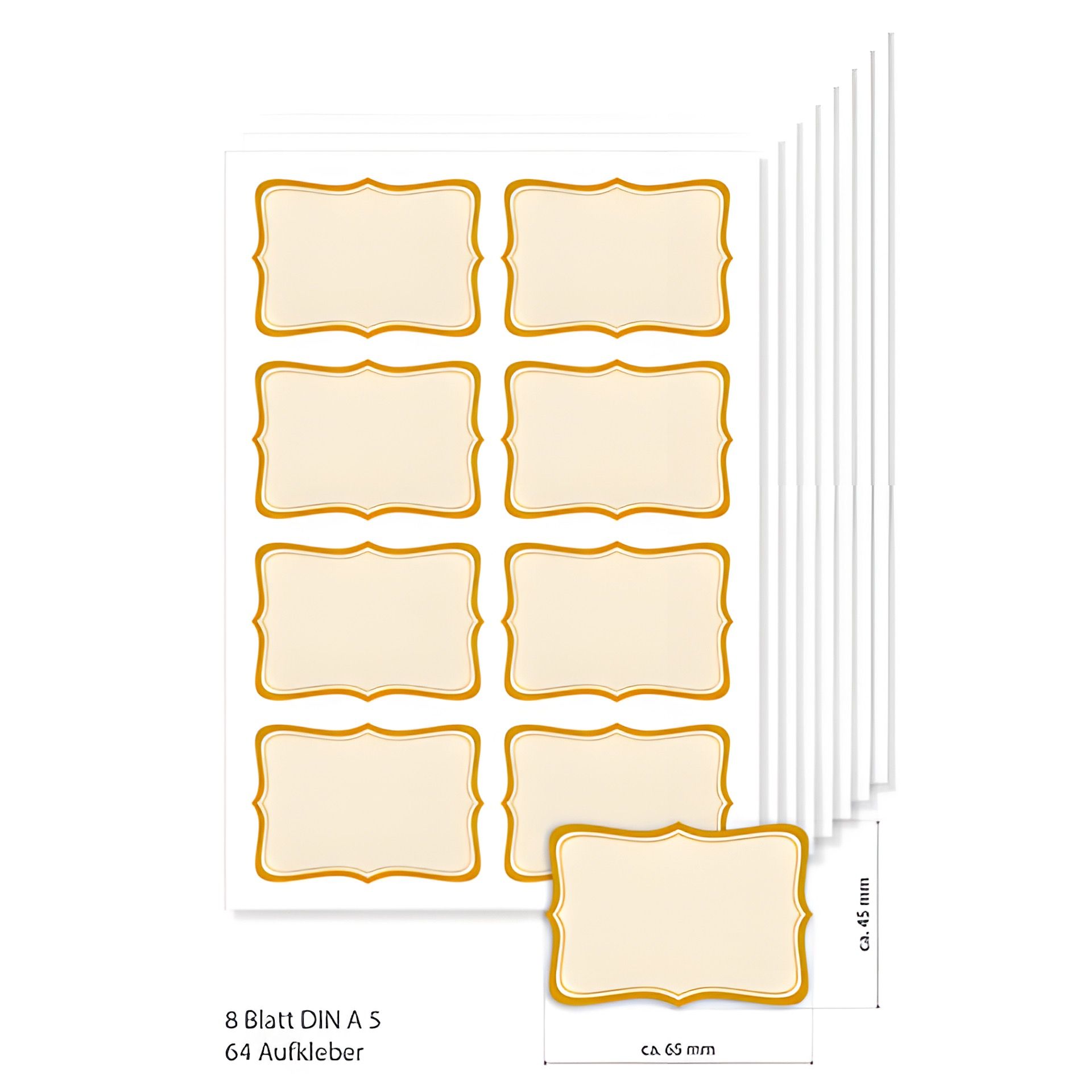 Etiketten 65 x 45 mm braun gestreift, A5, 64 Stück