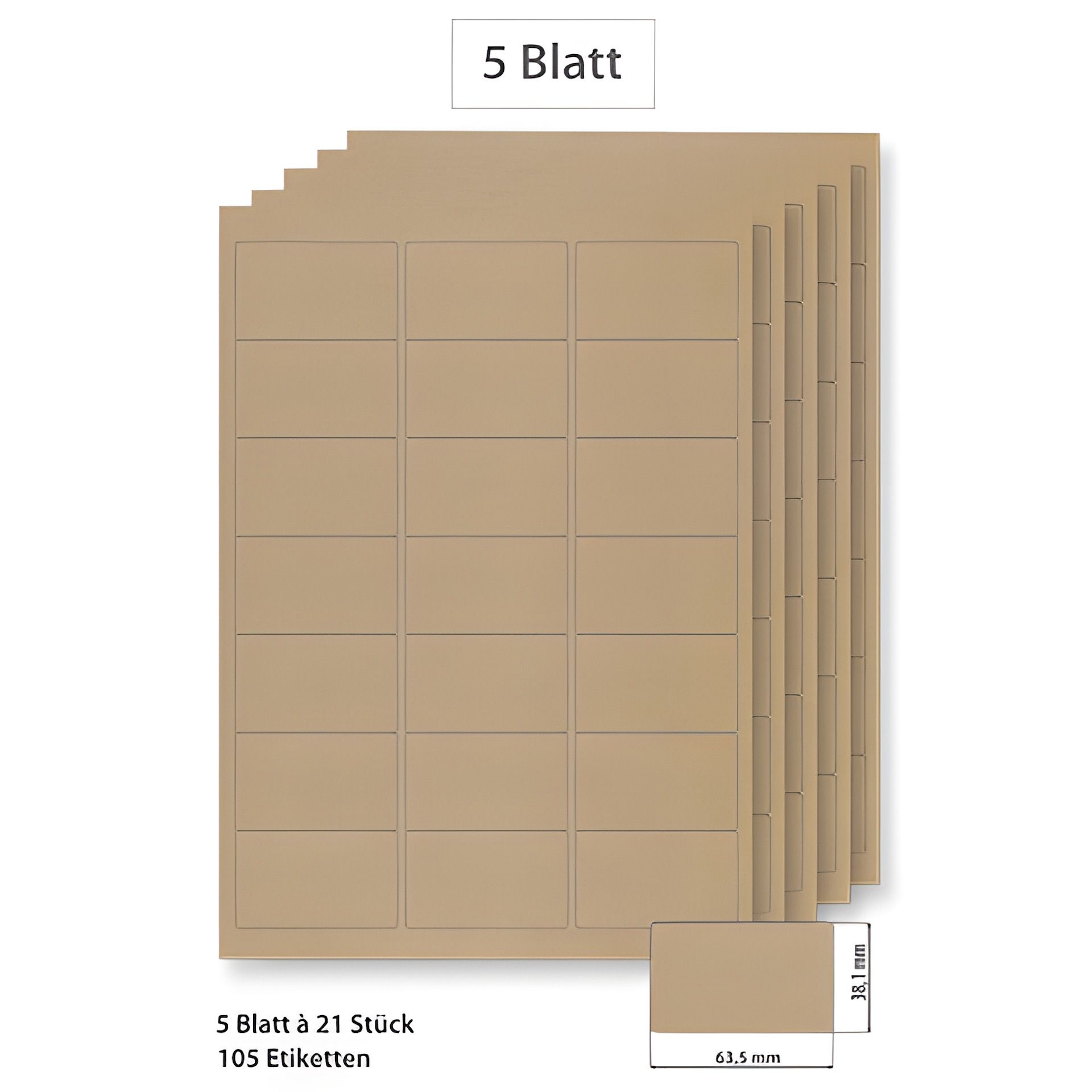 Steffis Etiketten 63,5 x 38,1 mm natur - 5 Blatt A4