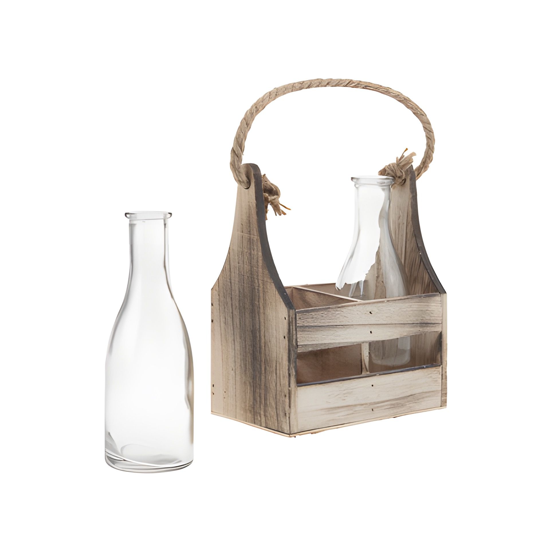 Deko-Flaschen 290 ml im 2er Holzträger