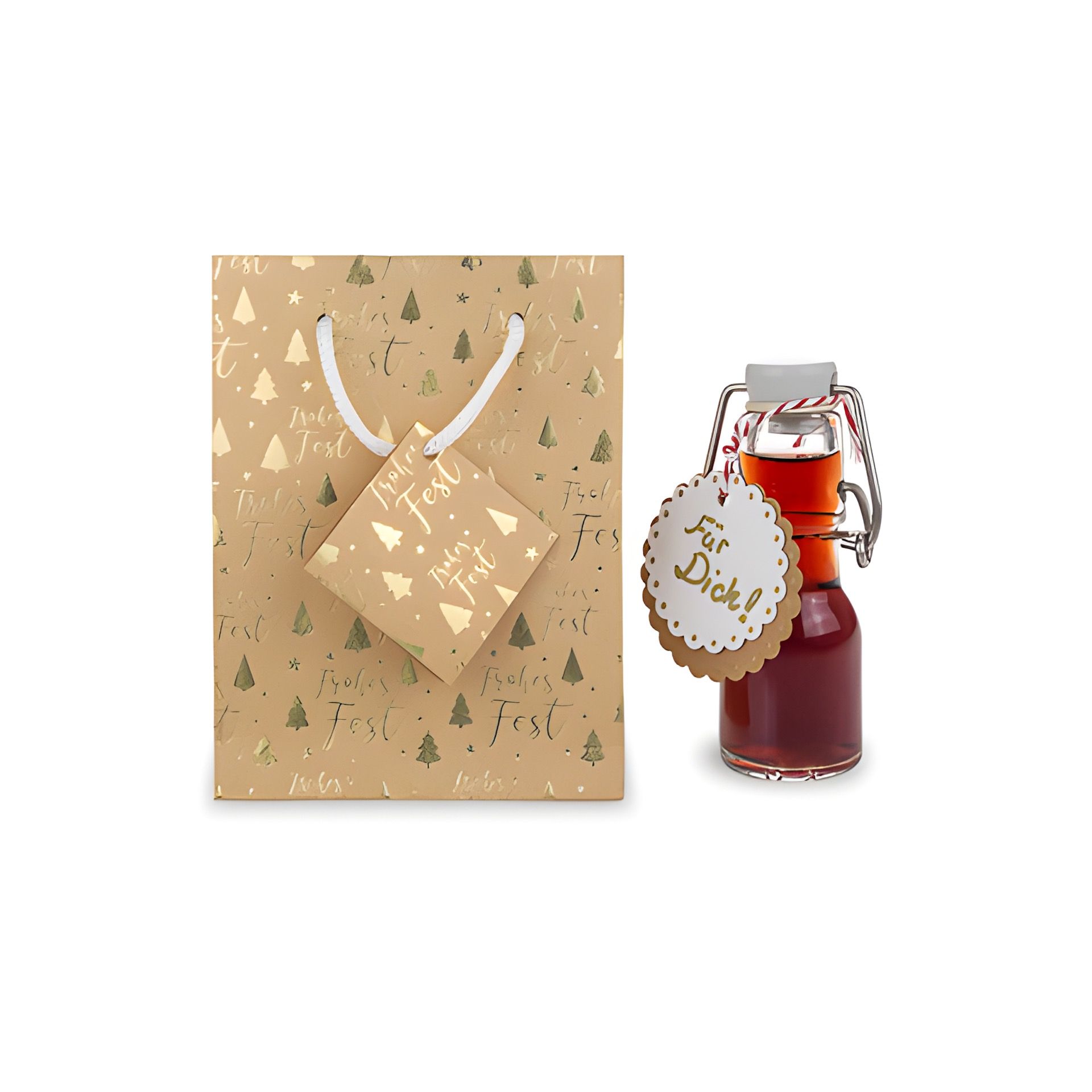 Geschenktüte 'Frohes Fest' gold, klein