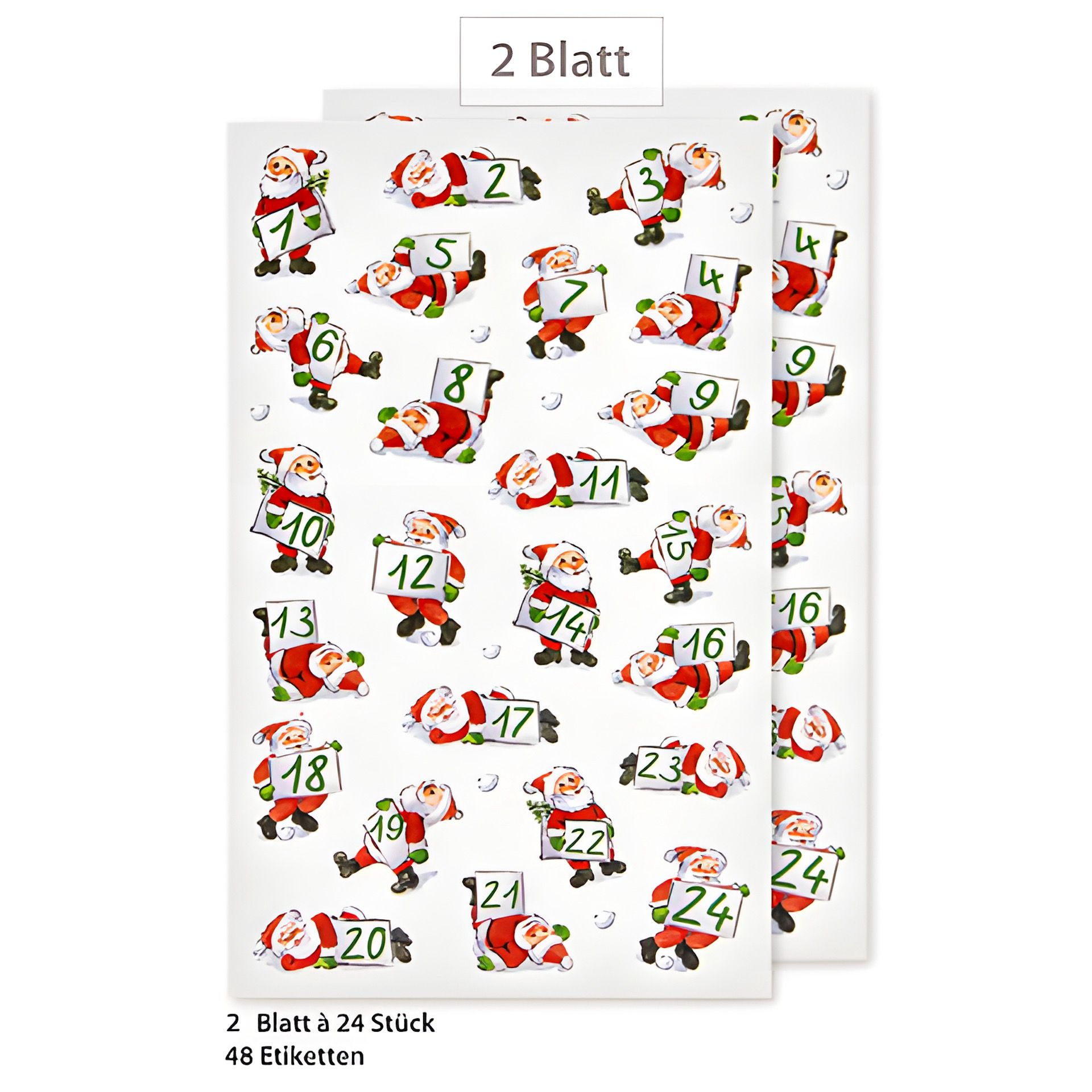 Adventskalender-Zahlen Weihnachtsmänner, 48 Stück