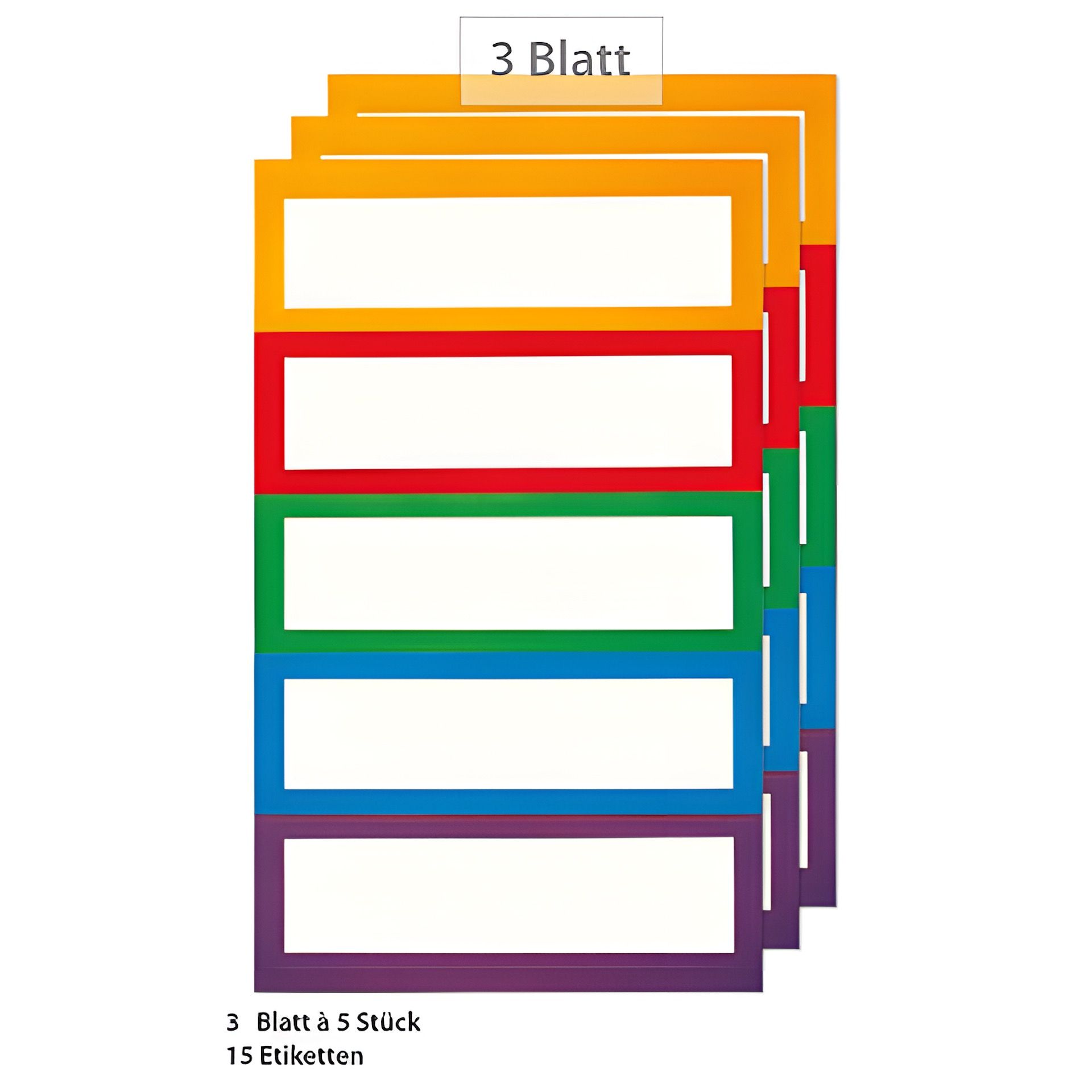 Etiketten 'Rahmen in 5 Farben', 15 Stück