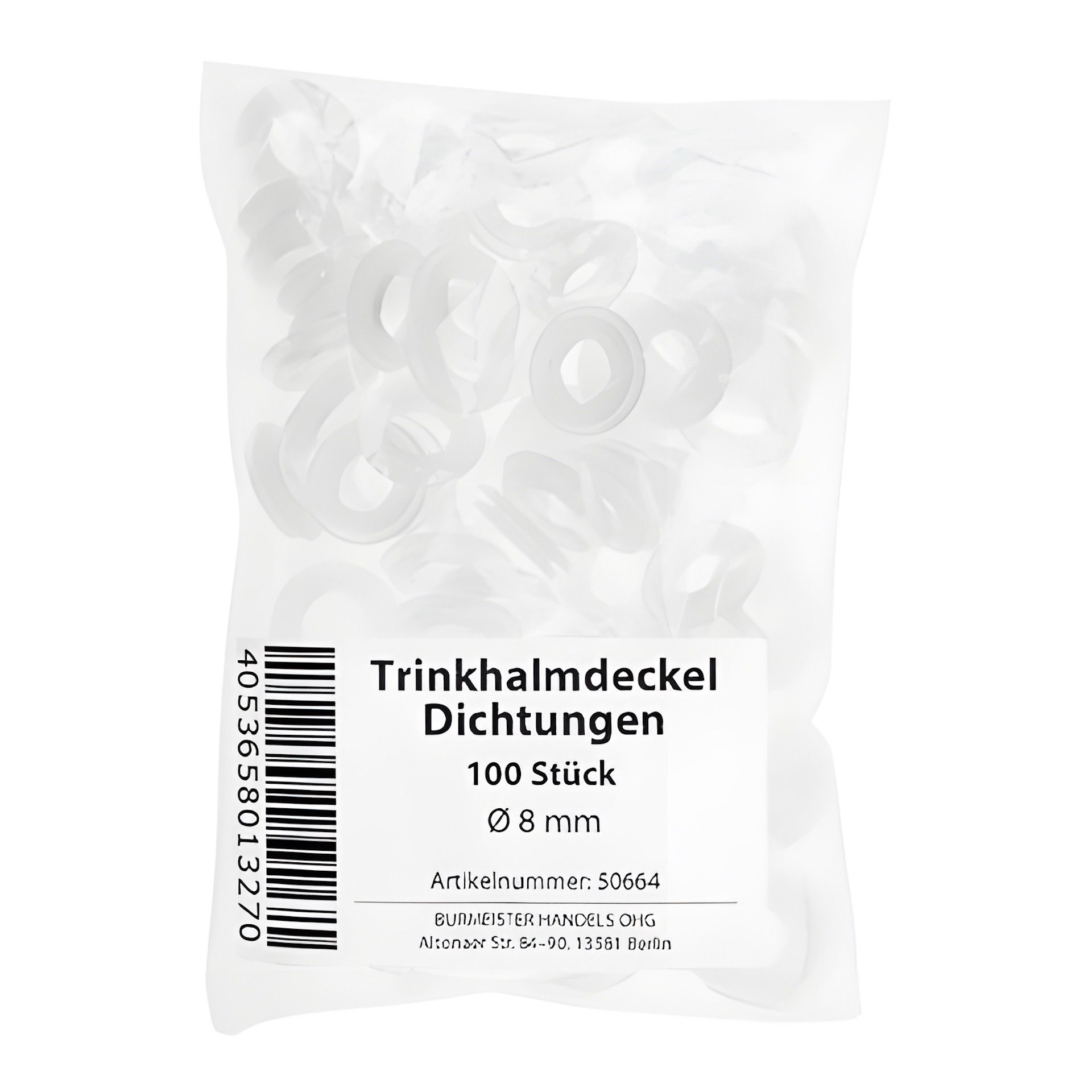 Trinkhalmdeckel Dichtungen Ø 8 mm, 100 Stück