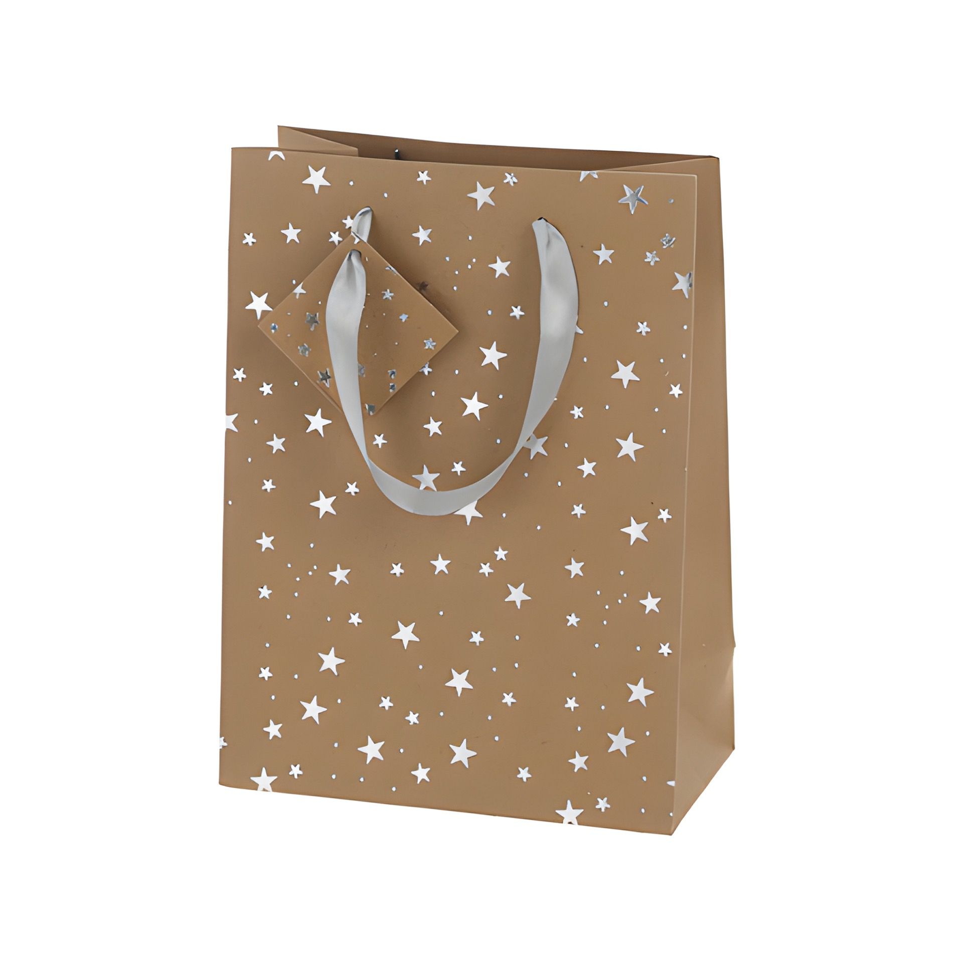 Geschenktüte 'Sterne' silber, mittel