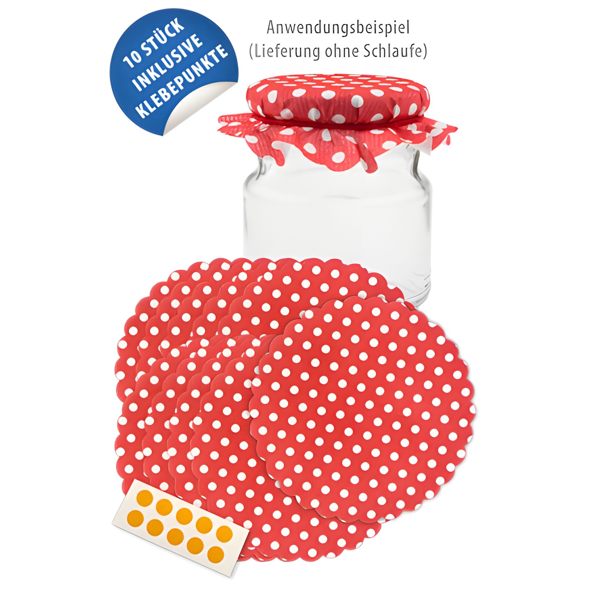Vliesdeckchen Ø 135 mm rot gepunktet, 10 Stück