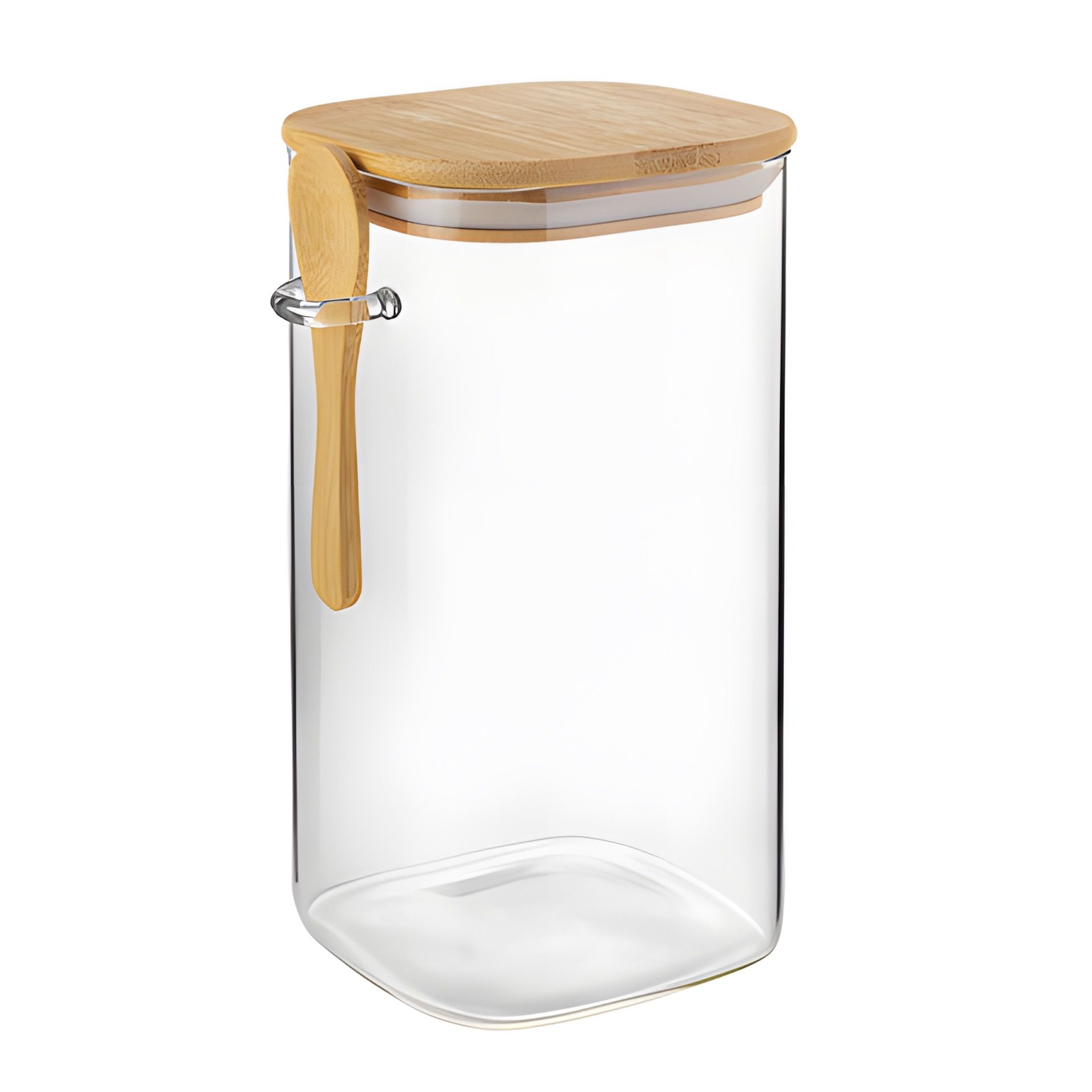 Vorratsglas 1400 ml eckig mit Bambusdeckel