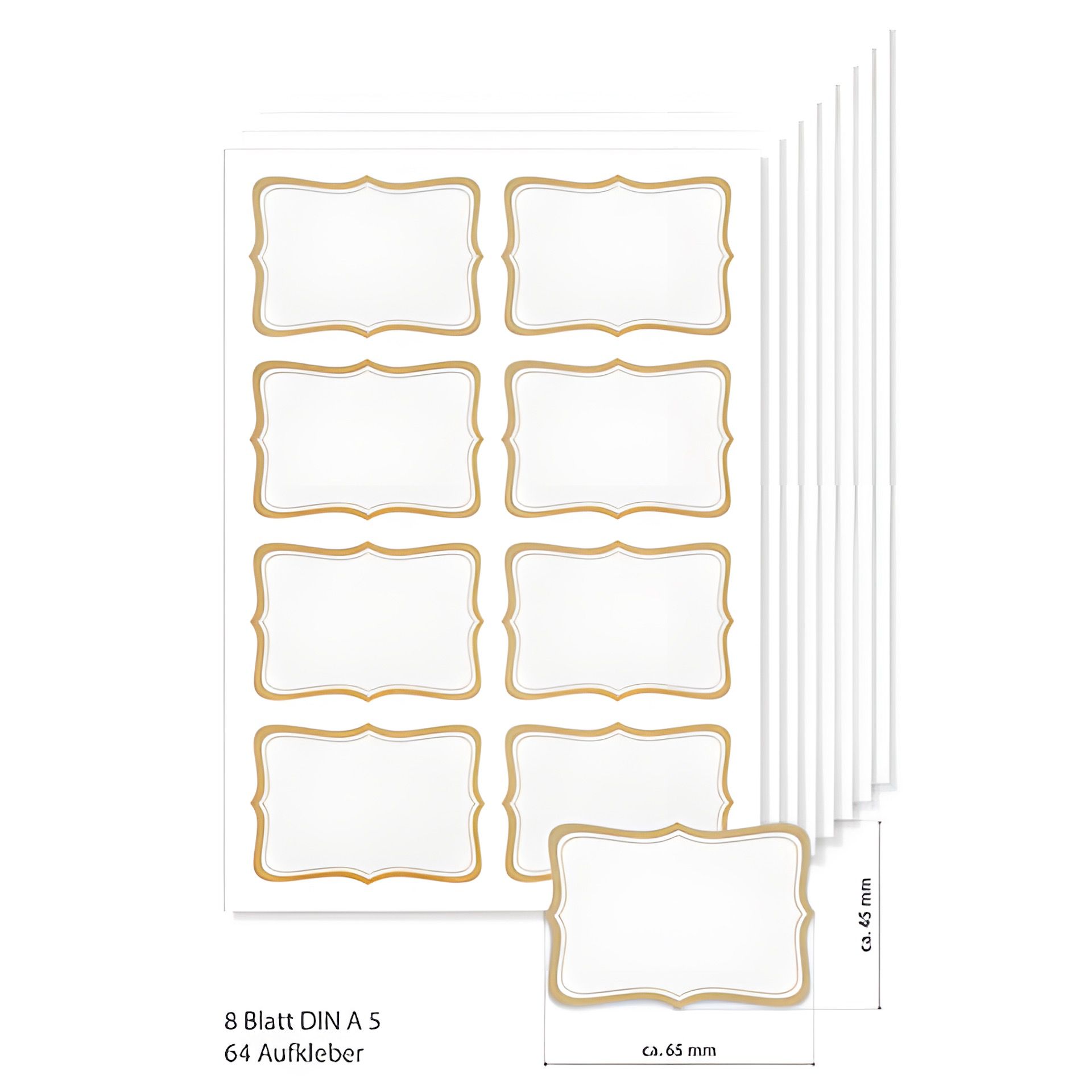 Etiketten 65 x 45 mm 'Goldener Rahmen', A5, 64 Stück