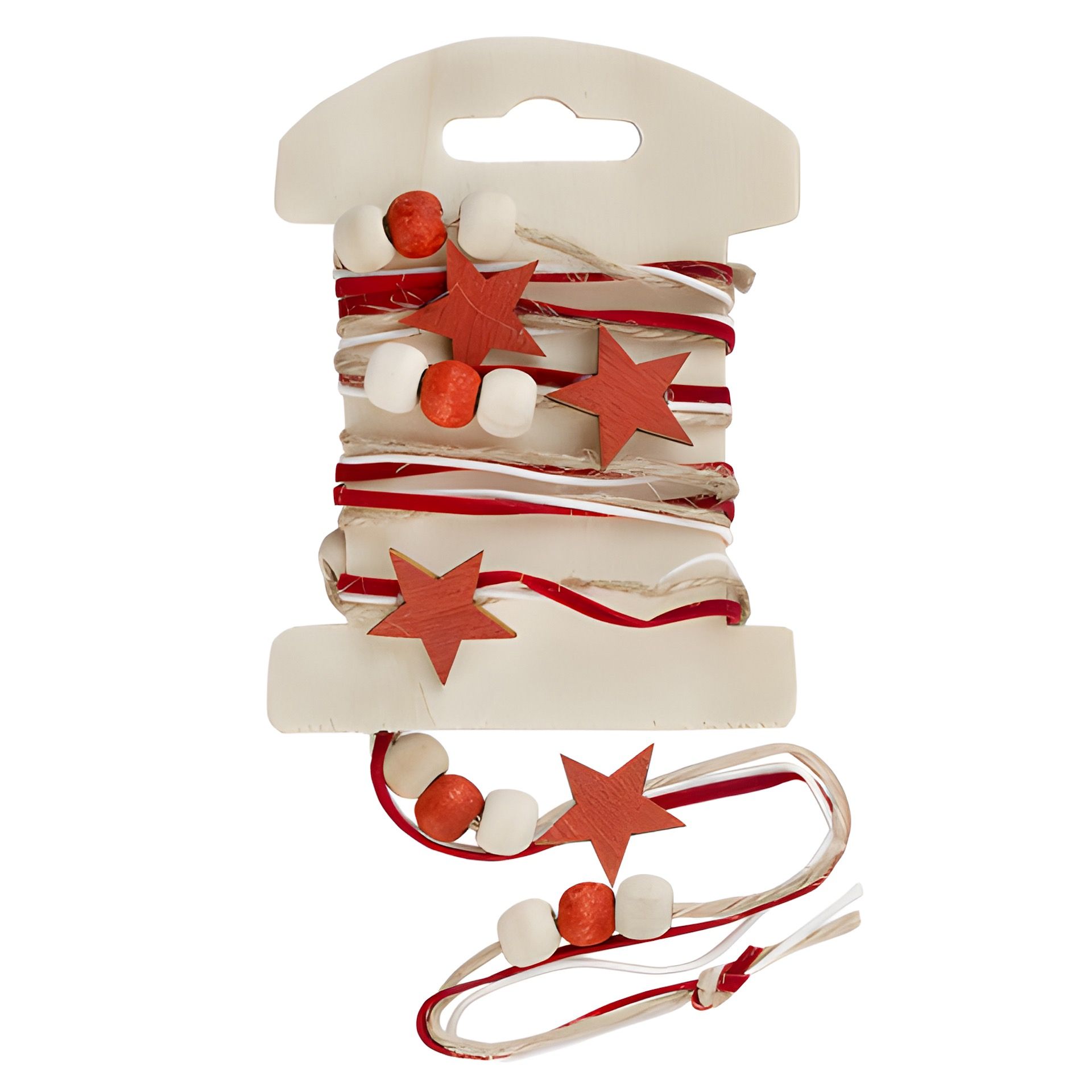 Dekoband 1,2 m 'Sterne und Perlen' rot