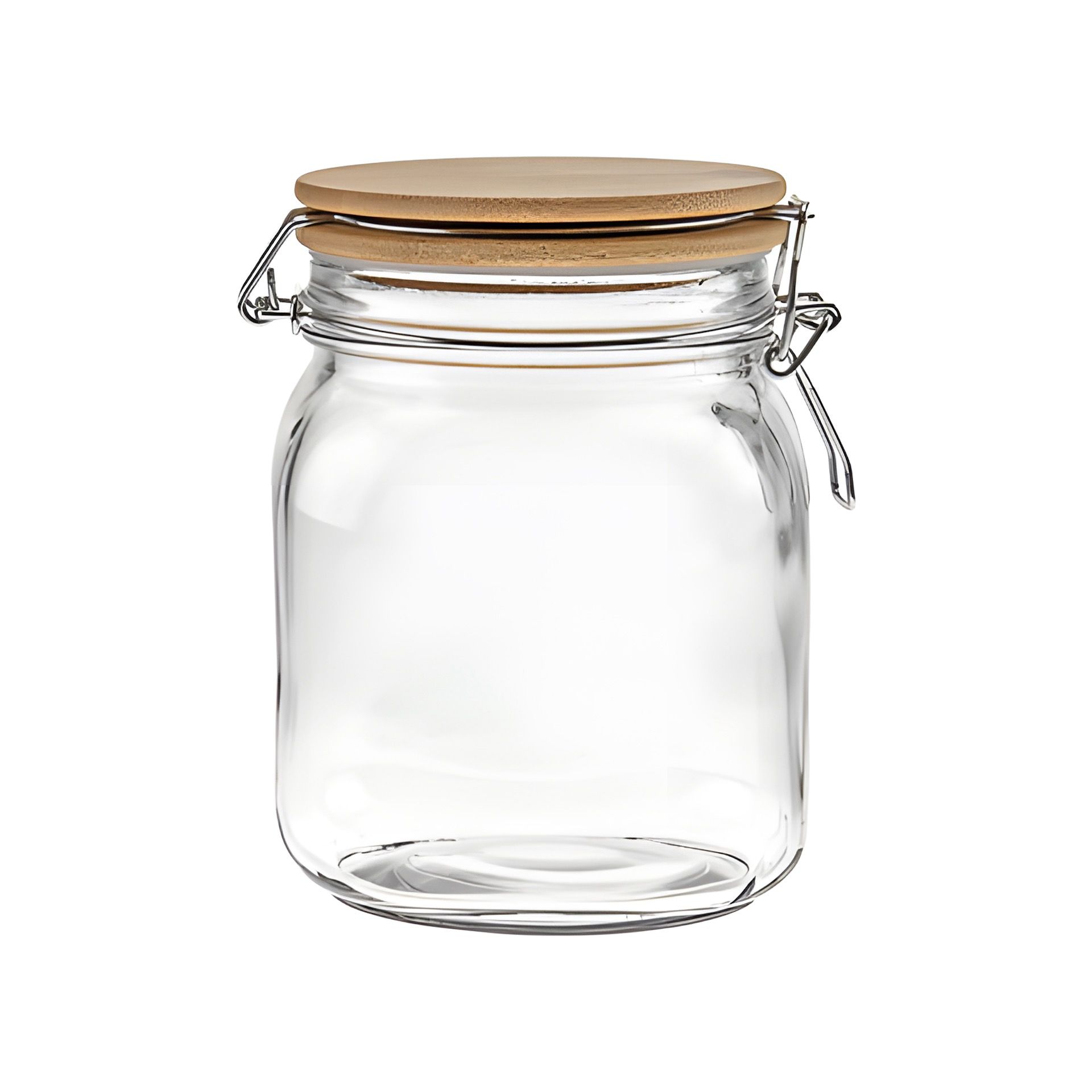 Bügelglas 1000 ml eckig mit Bambusdeckel